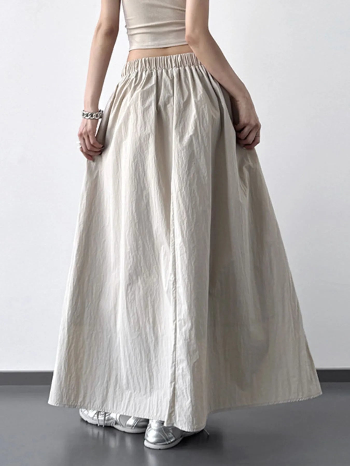 Pleated Linen Maxi Skirt