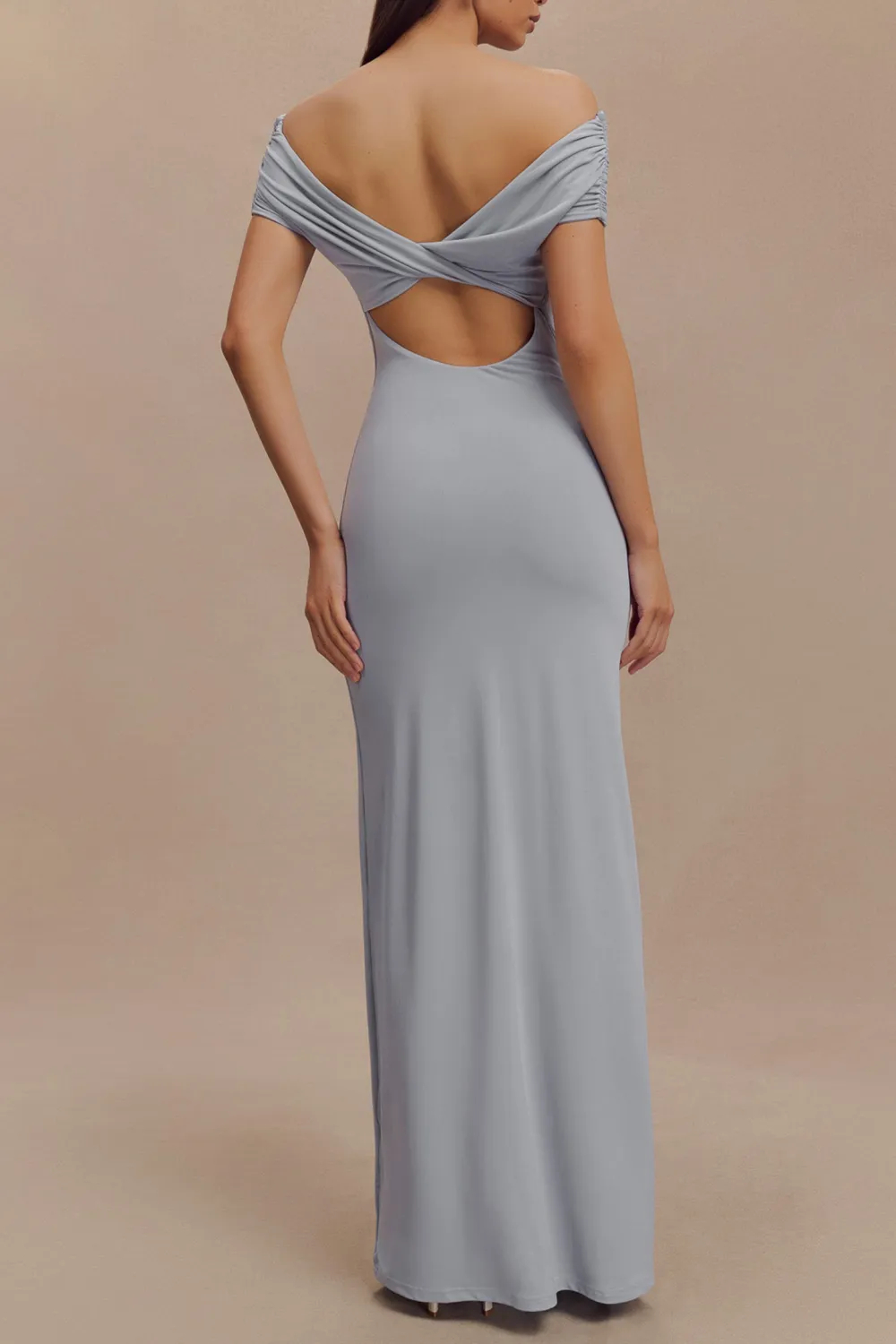 Casual Off Shoulder Slinky Maxi Dress