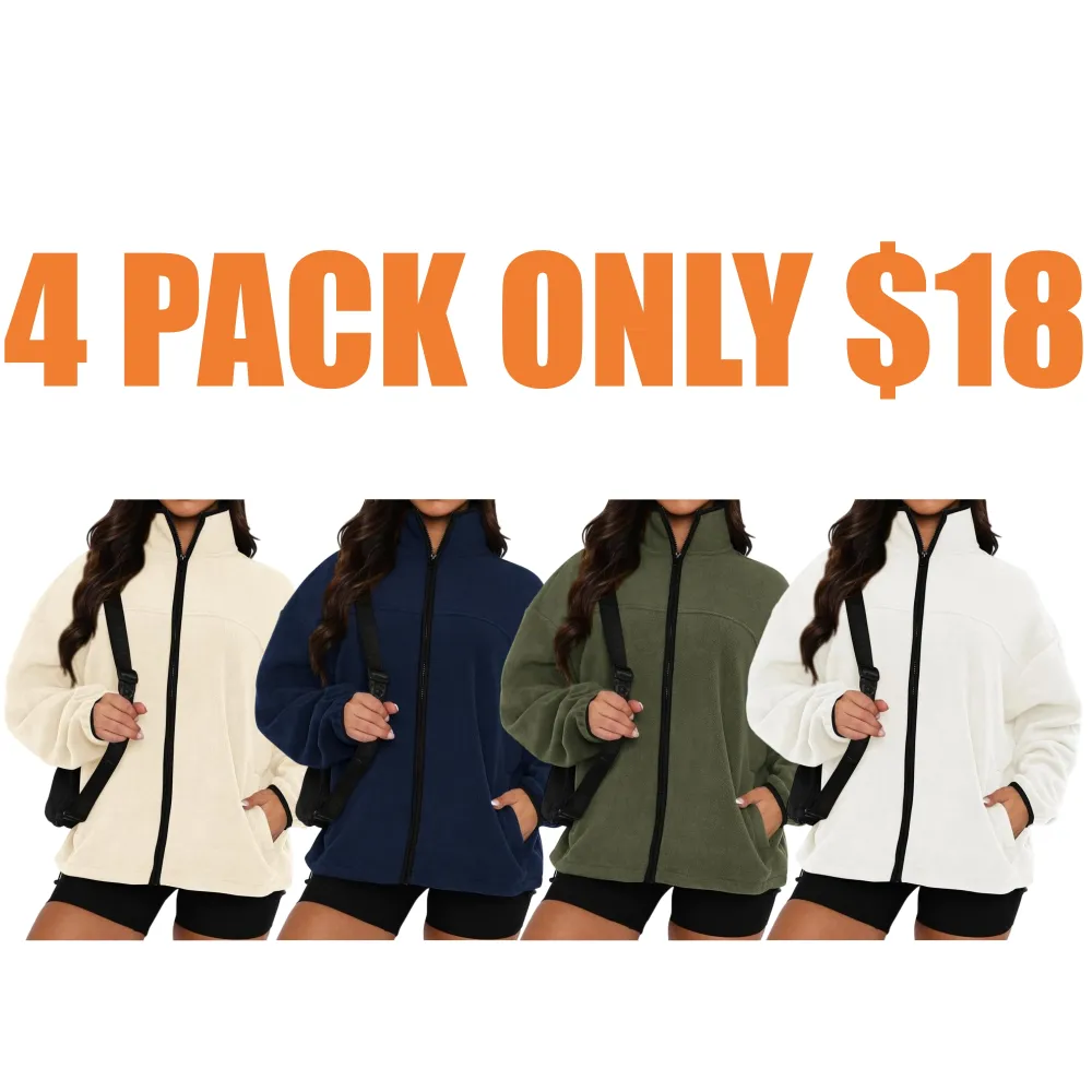 Women's Zip Up Baggy Basic Fleece Jacket