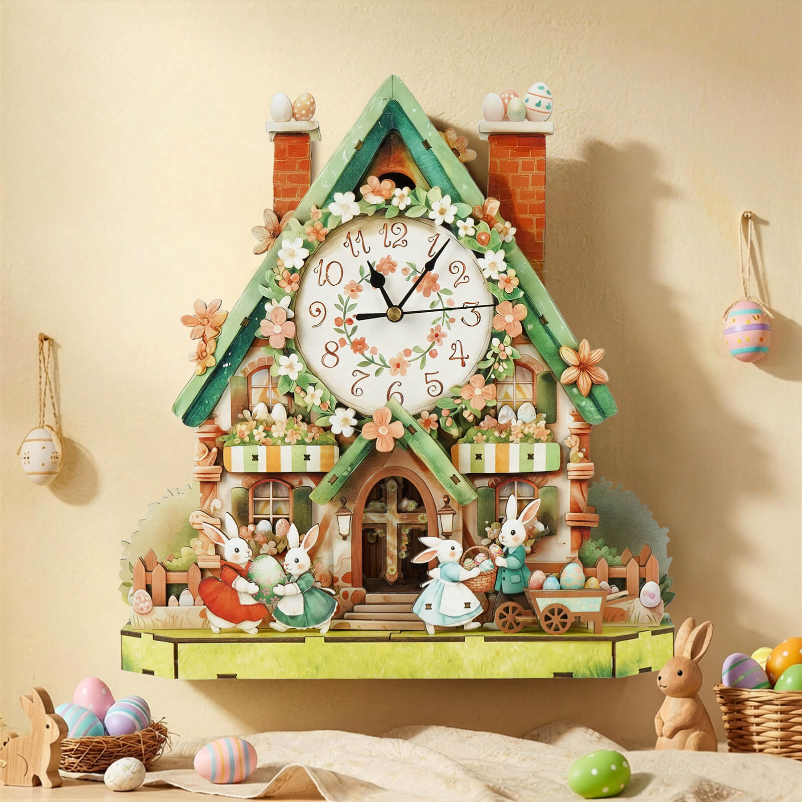 Easter Egg Hutâ€“ DIY Wooden Clock, 3D Puzzle Craft Kit