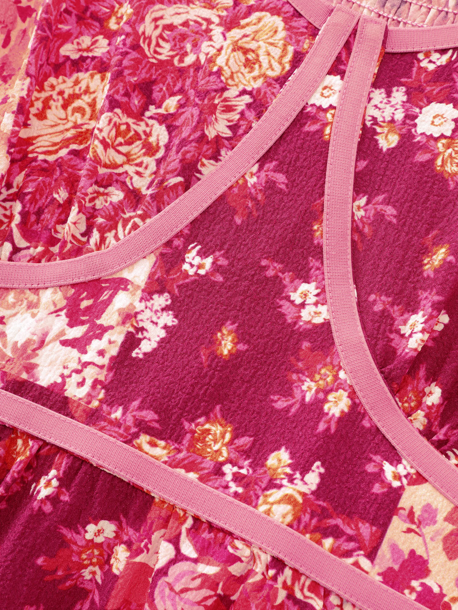 Floral Print Bust-Defining Shirred Midi Dress