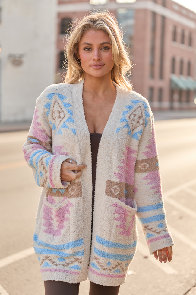 Cheyene Pastel Southwestern Print Cardigan