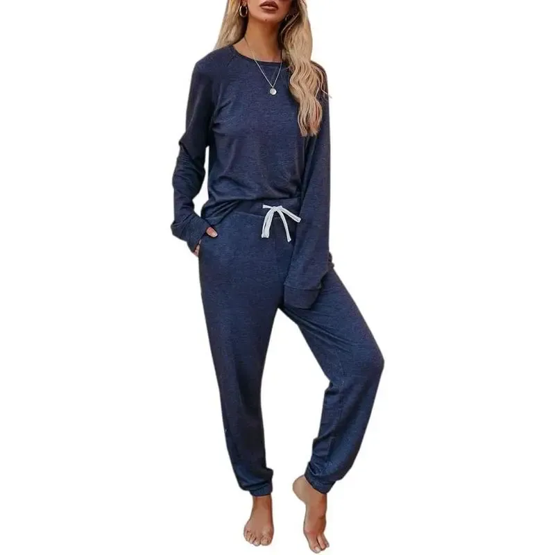 Women's Casual Solid Color 2 Piece Outfit Sweatsuit Set