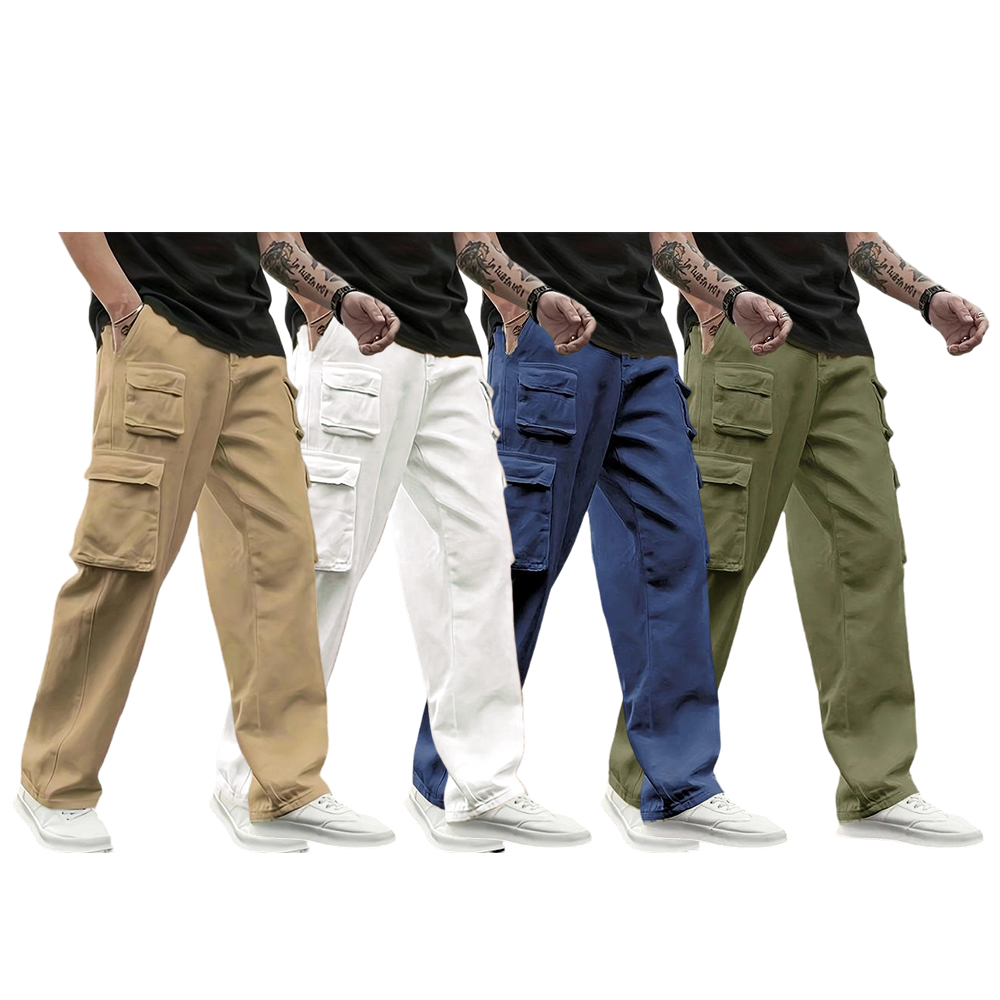 Men's Multi-Pocket Cargo Joggers, Solid Color Lightweight Casual Pants