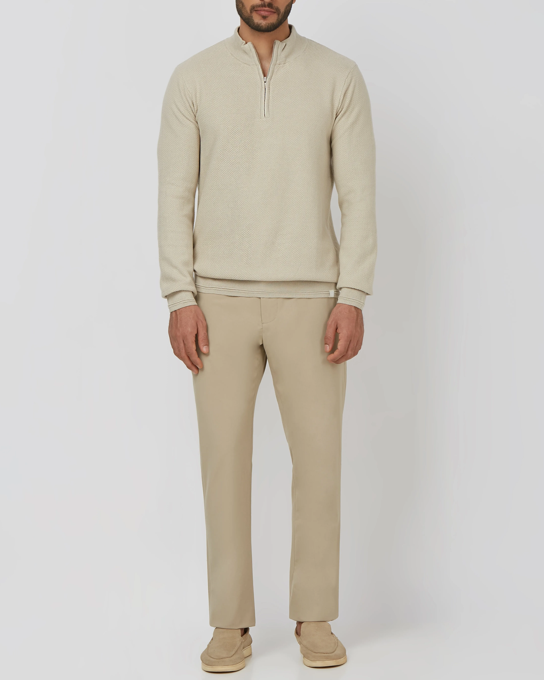 Comfortable Soft And Light-Skinned Slim Beige Sweater