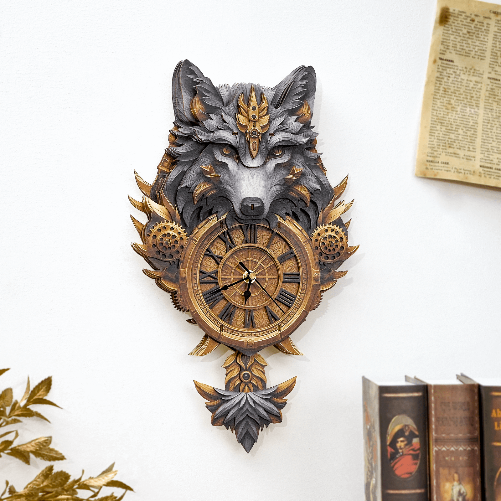 Gray Wolfâ€“ DIY Wooden Clock, 3D Puzzle Craft Kit