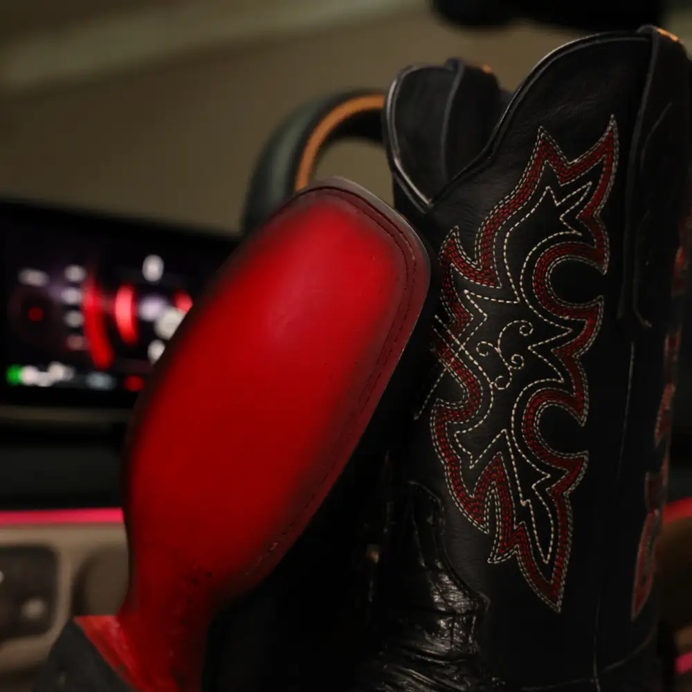 Black Anaconda Leather Boots -Square Toe