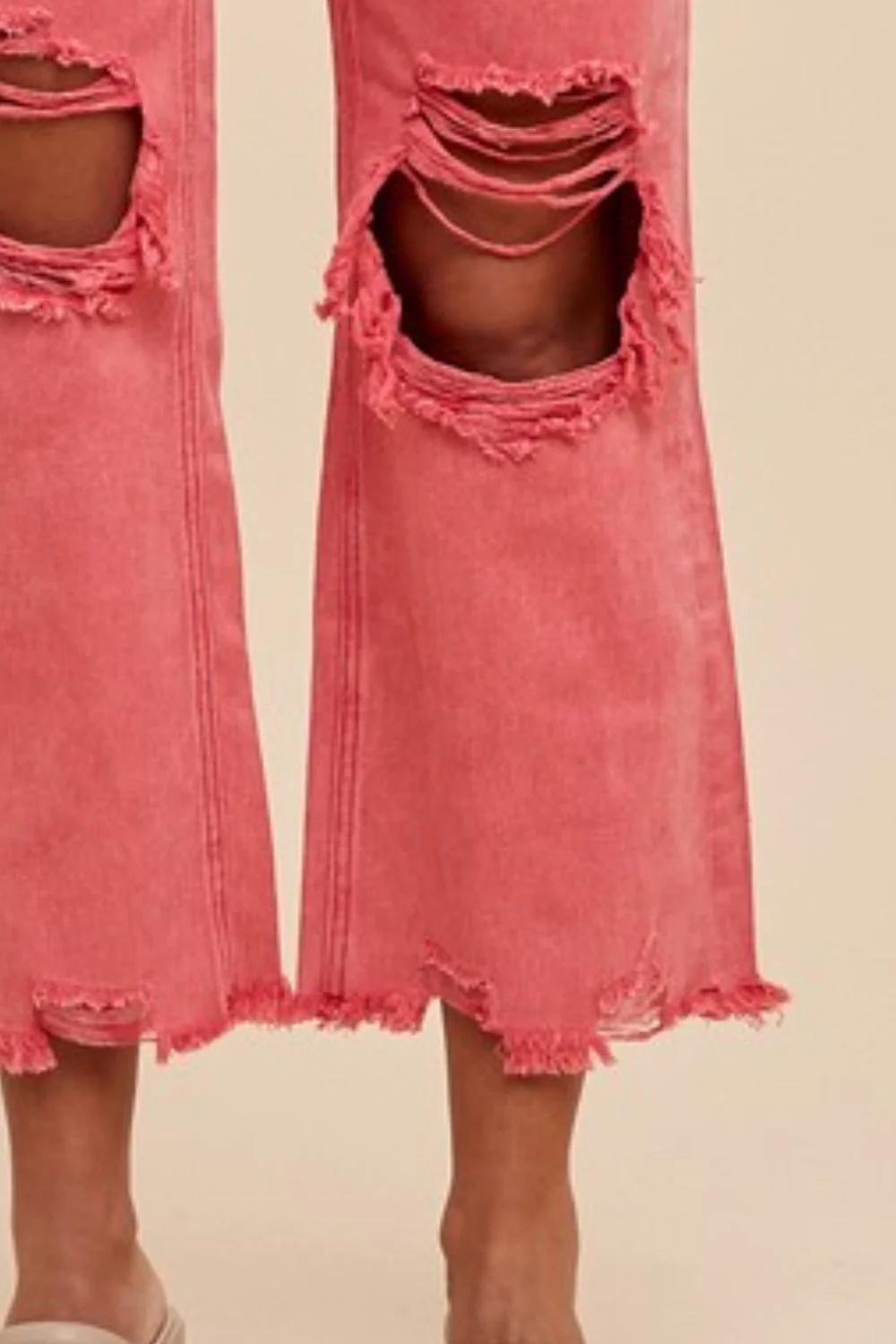 Wear Distressed Raw Hem Jeans