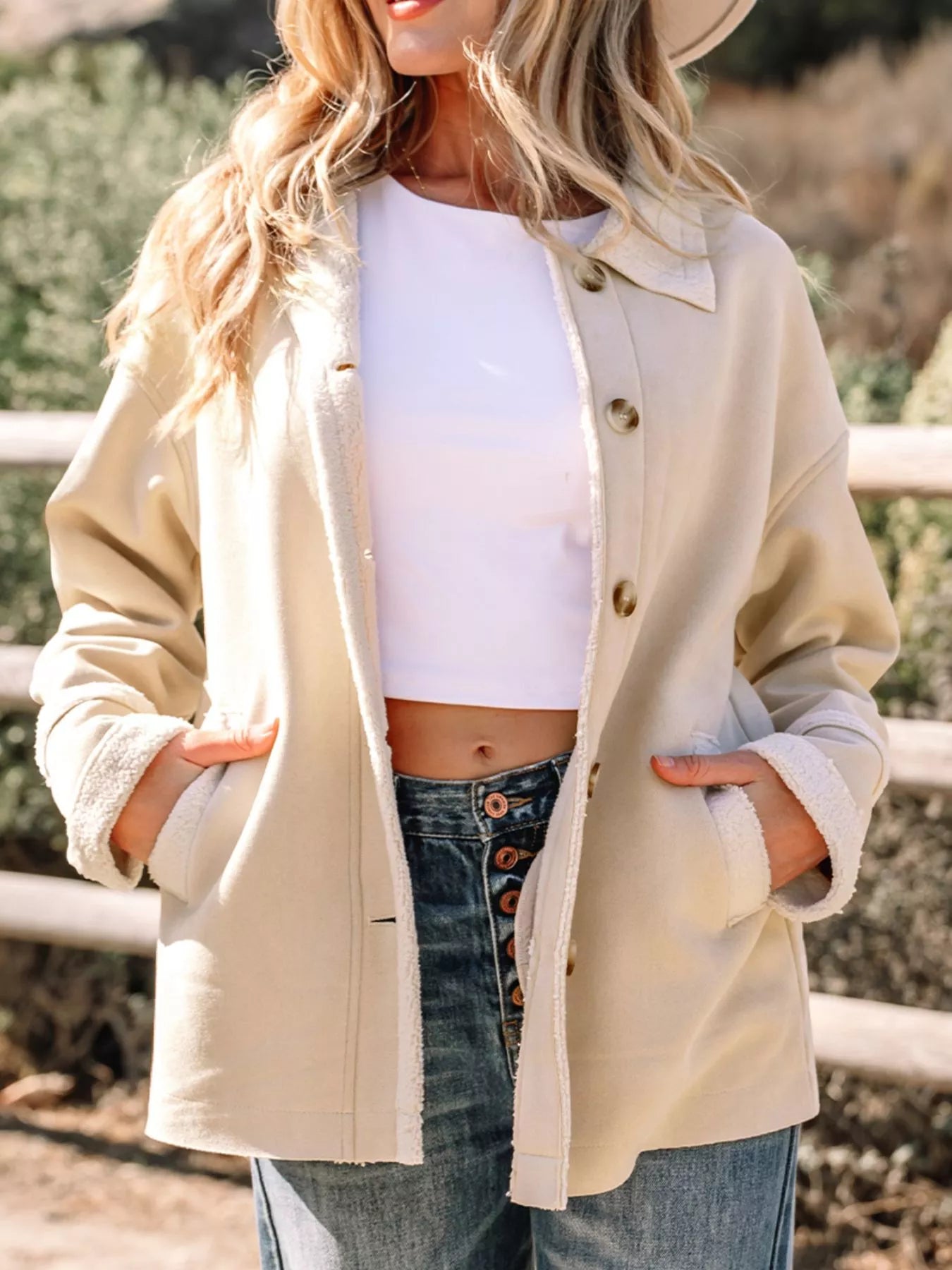 Suede Sherpa Lined Western Loose Jacket
