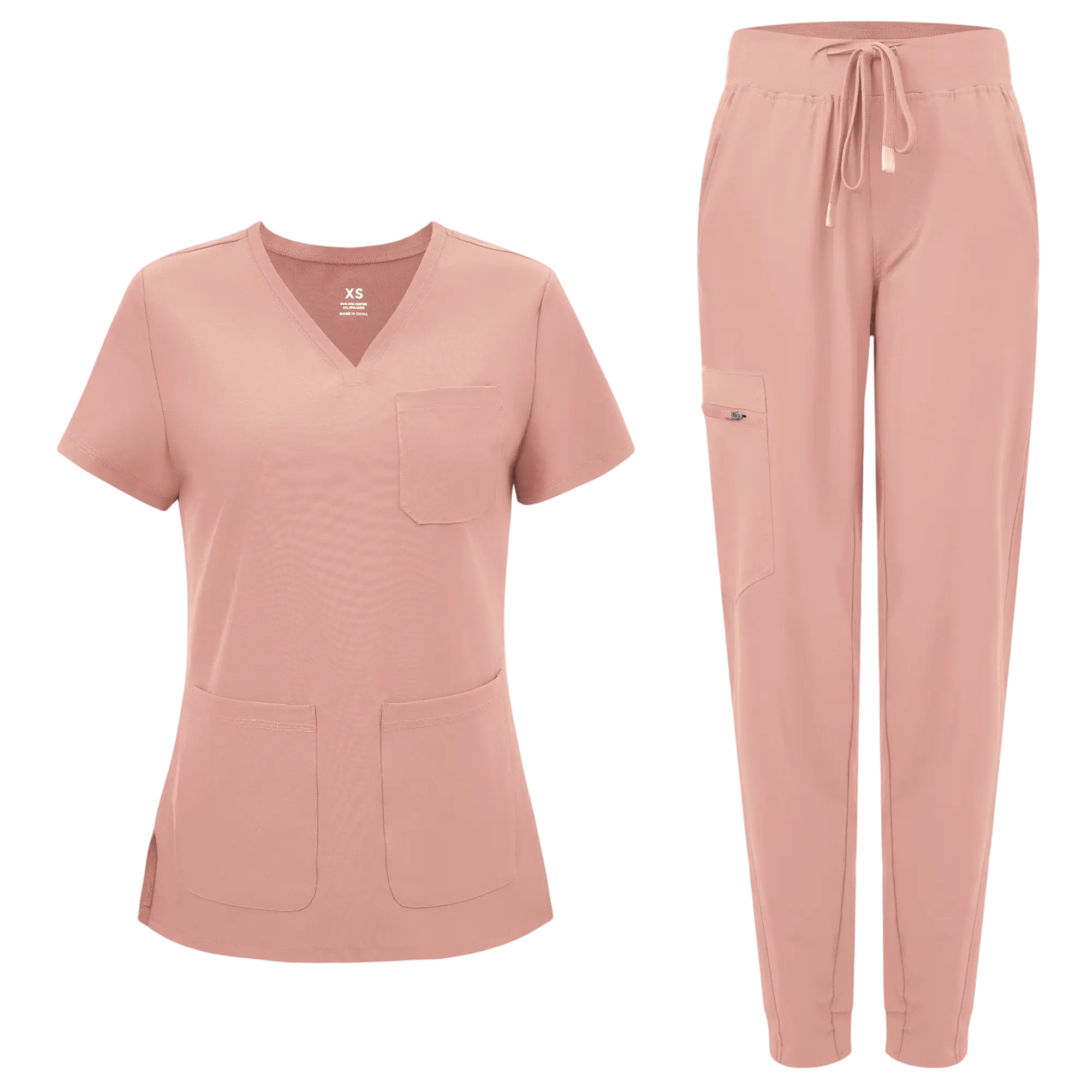 Medical Scrubs for Women Clara Air Set - Curved V-Neck Scrub Top & Jogger Pants with 8 Pockets