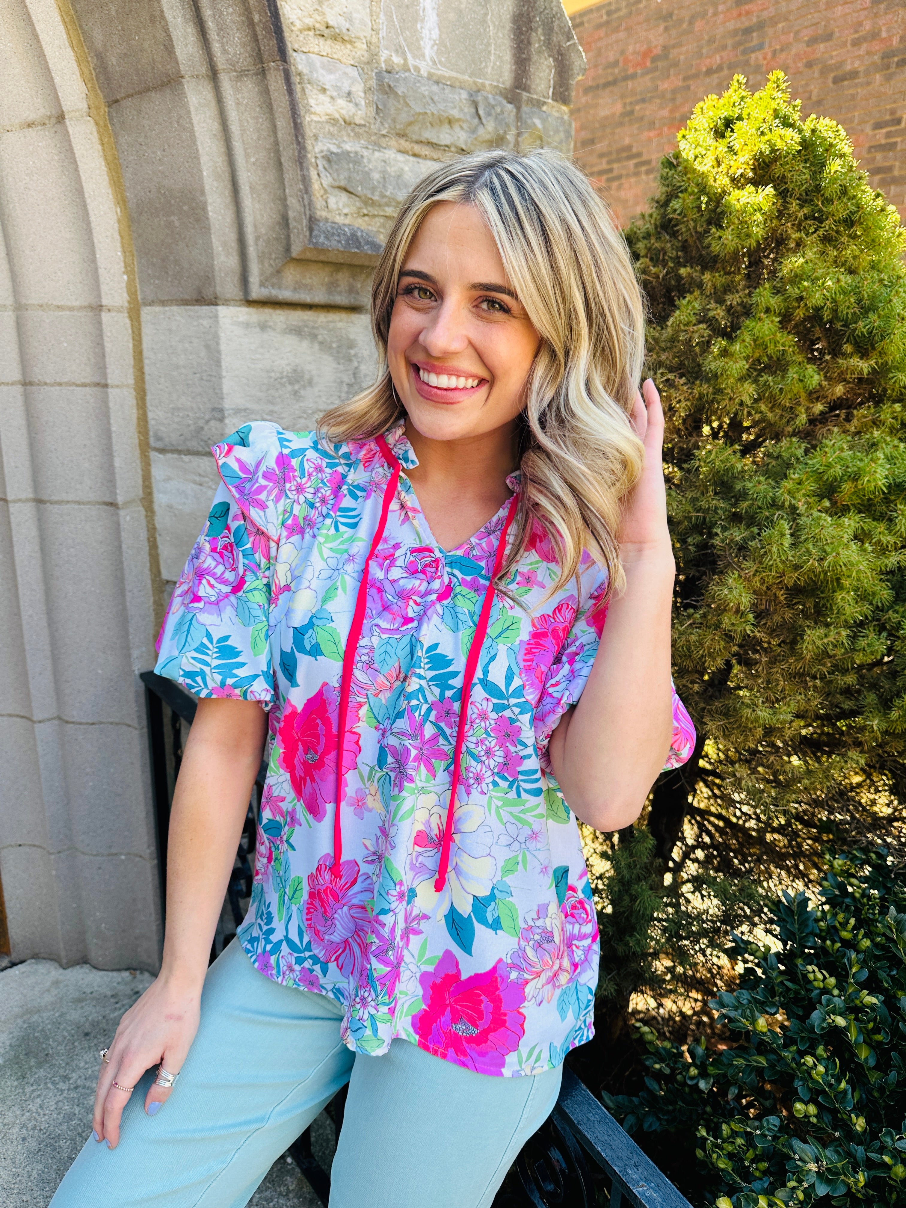 Tied With Blooms Top