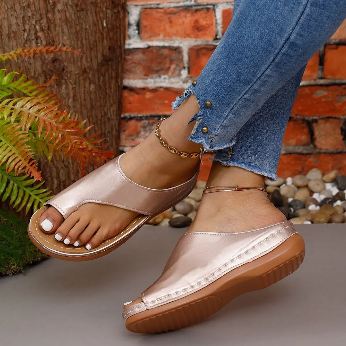 Toe Loop Flats Sandals (multiple color options)