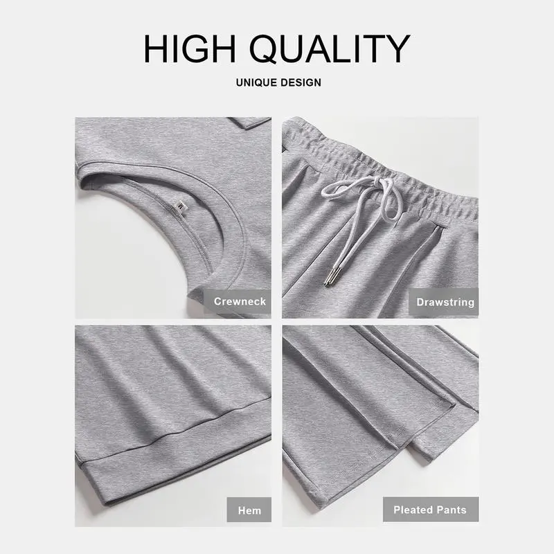 Women's 2 Piece Sleeveless Lounge Set – Casual Summer Tracksuit with Wide Leg Pants, Comfy Matching Outfit for Vacation & Everyday Wear