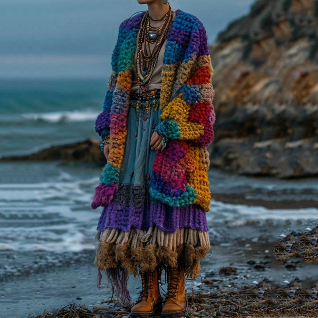 Women's Rainbow Pattern Print Cardigan 09ab