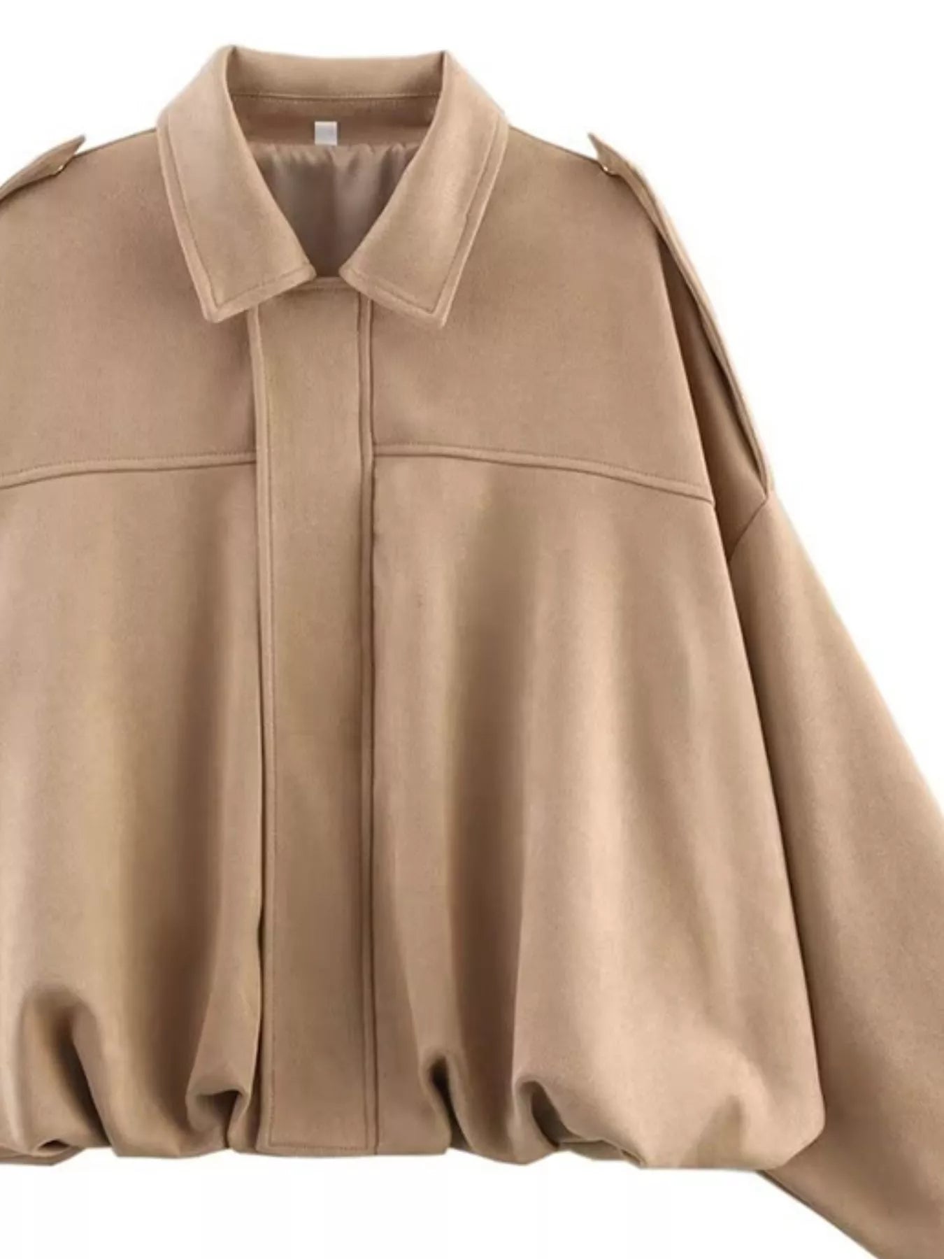 Collared Neck Dropped Shoulder Jacket