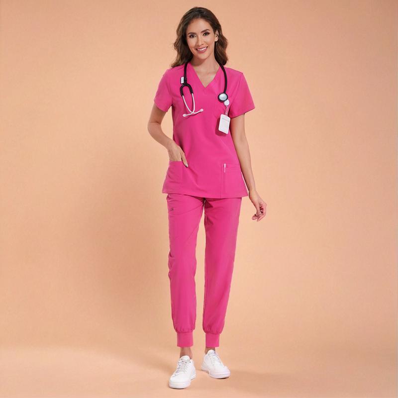 Set for Women - Stretch V-Neck Scrub Top & Jogger Pant with 8 Pockets COZY SCRUBS