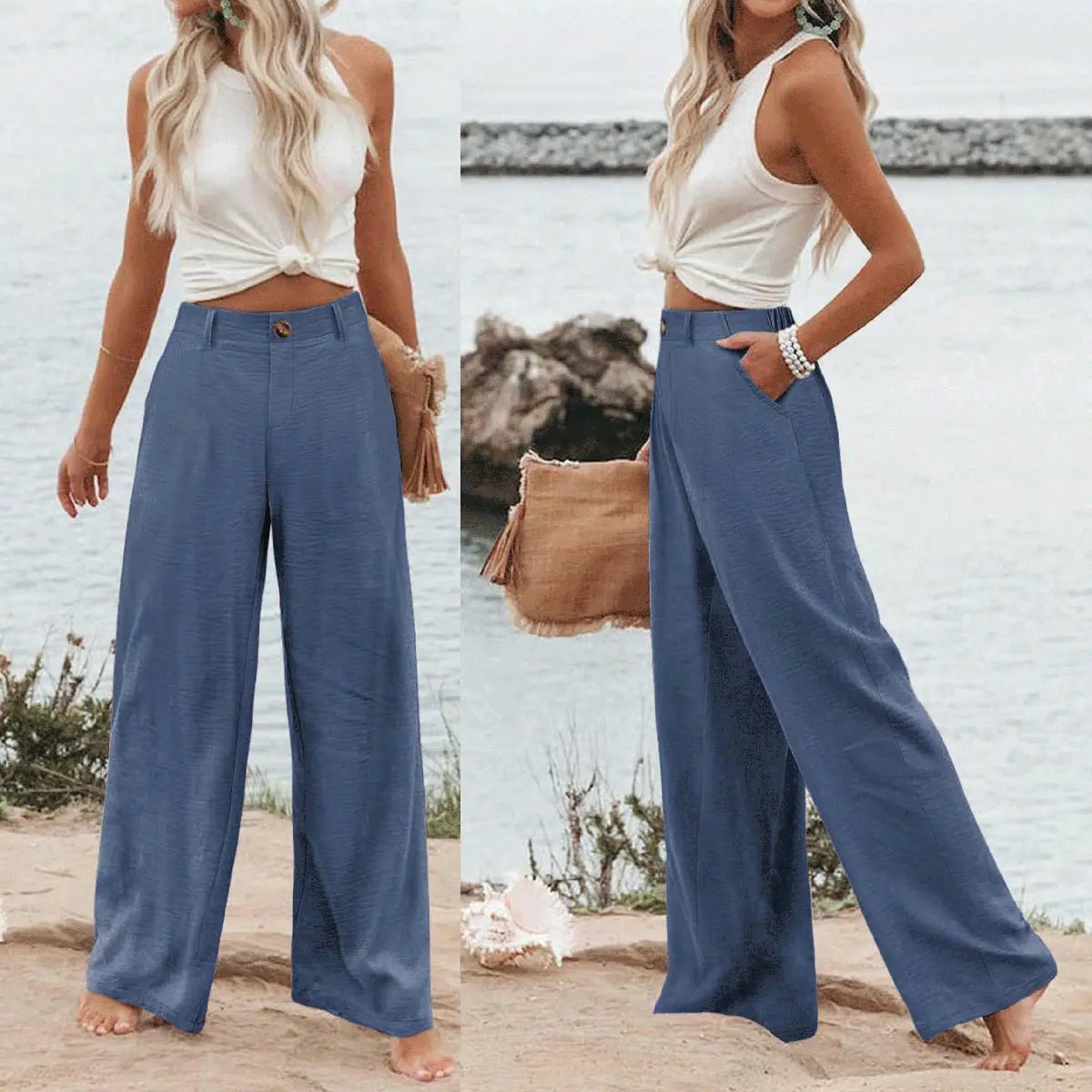 Women's Cotton Linen Pants | Summer 2026 Trendy High Waisted Wide Leg（TikTok Exclusive Offer）