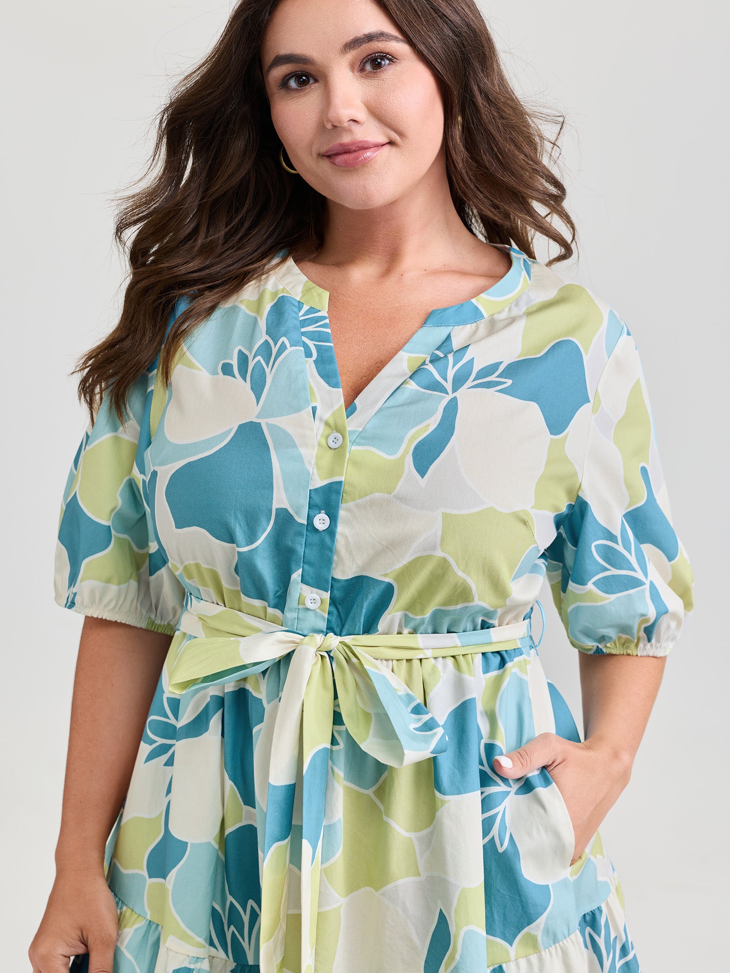 Pure Cotton Abstract Print Twisted Mini Dress