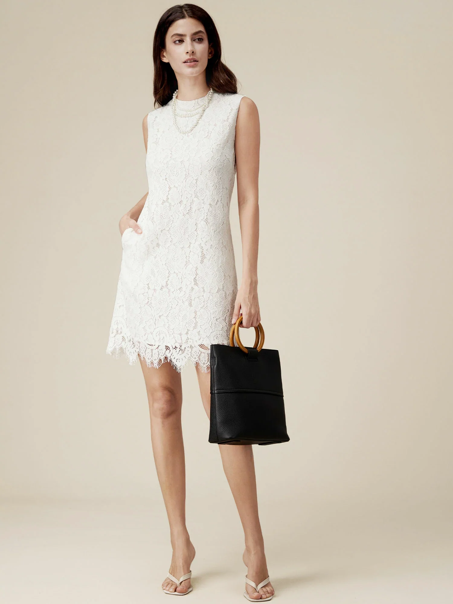 Cotton Sleeveless Lace Dress