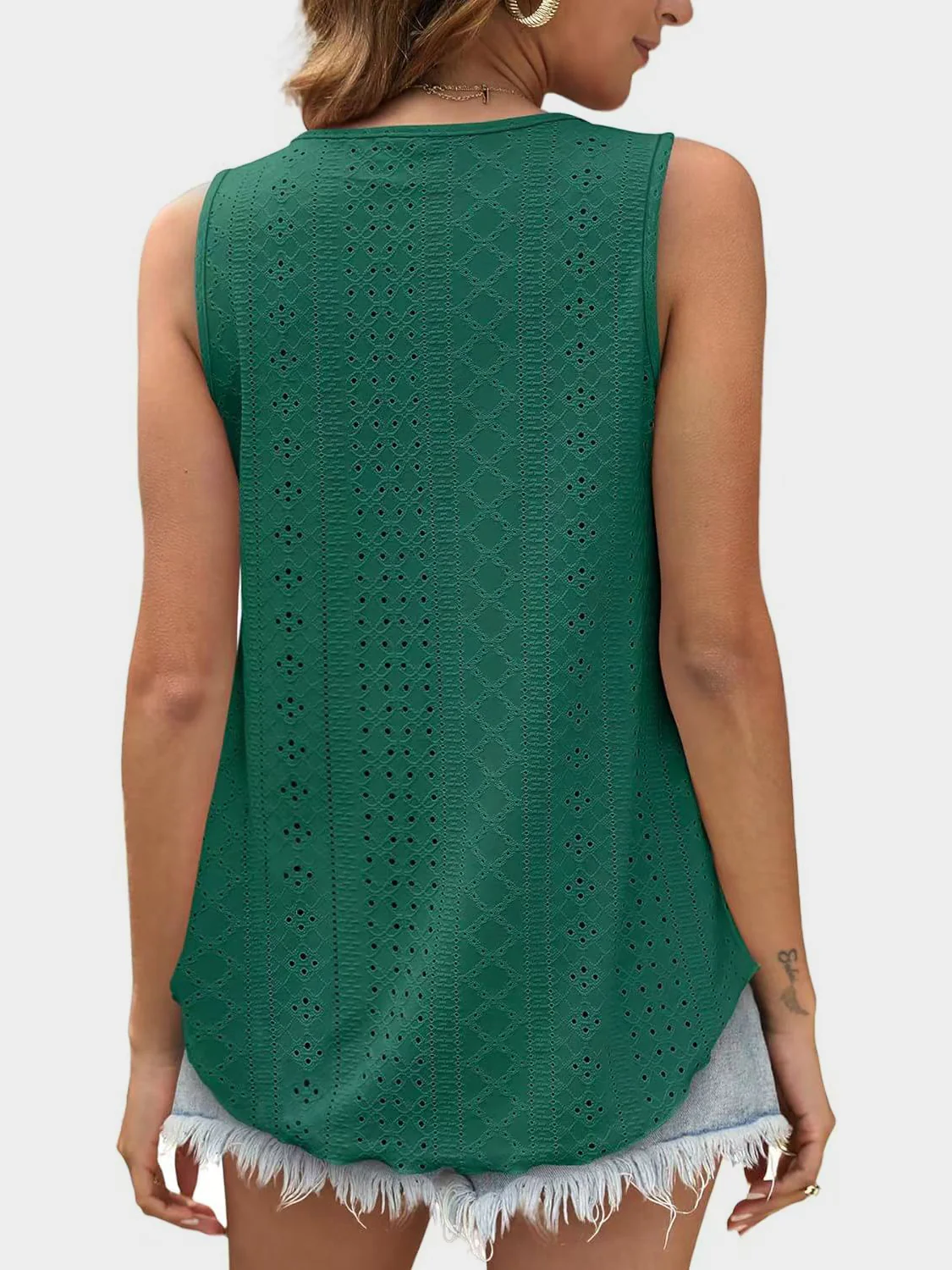 Eyelet Round Neck Tank (multiple color options)