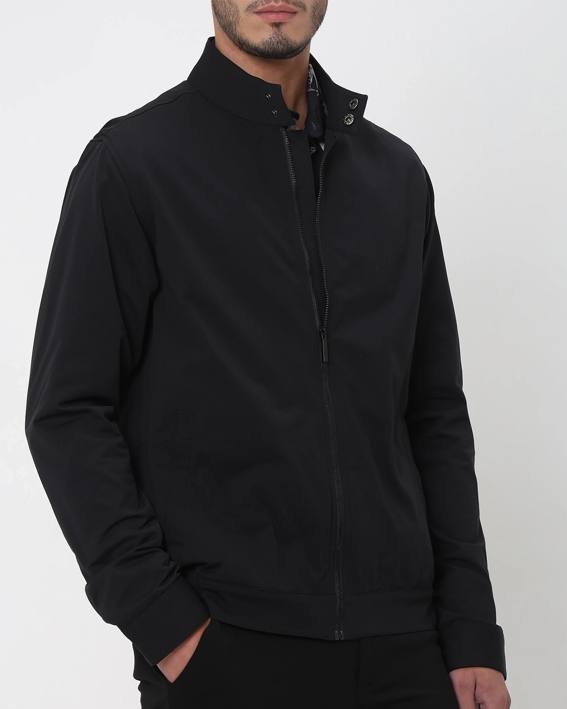 Versatile Comfortable Slim-Fit Black Jacket