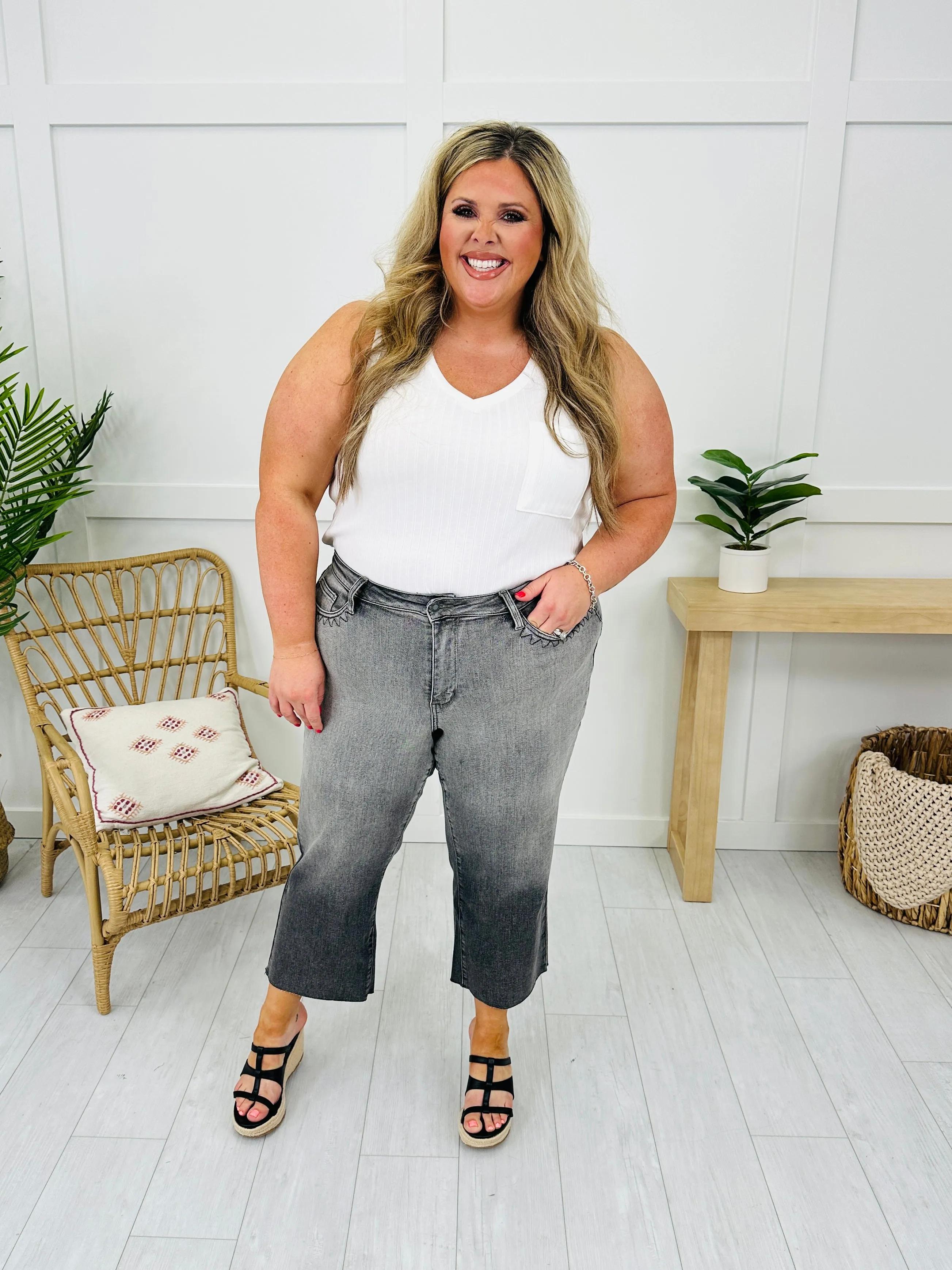 Judy Blue Pocketful of Charm Cropped Wide Leg Jeans