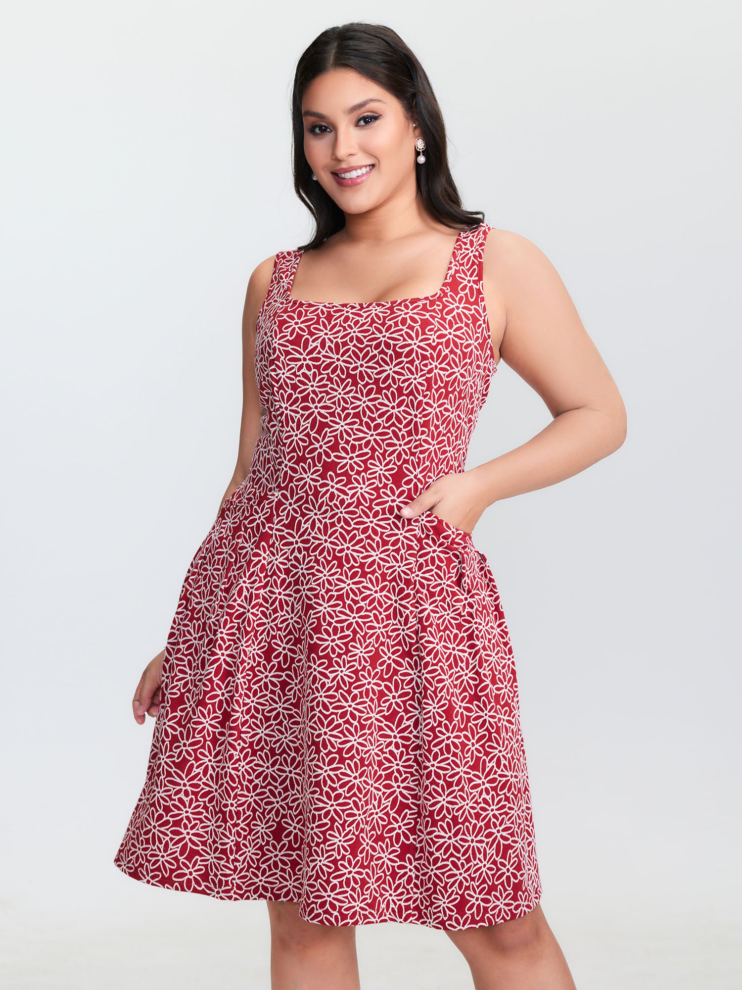 Stretchy Floral Print Cinched-Waist Mini Dress