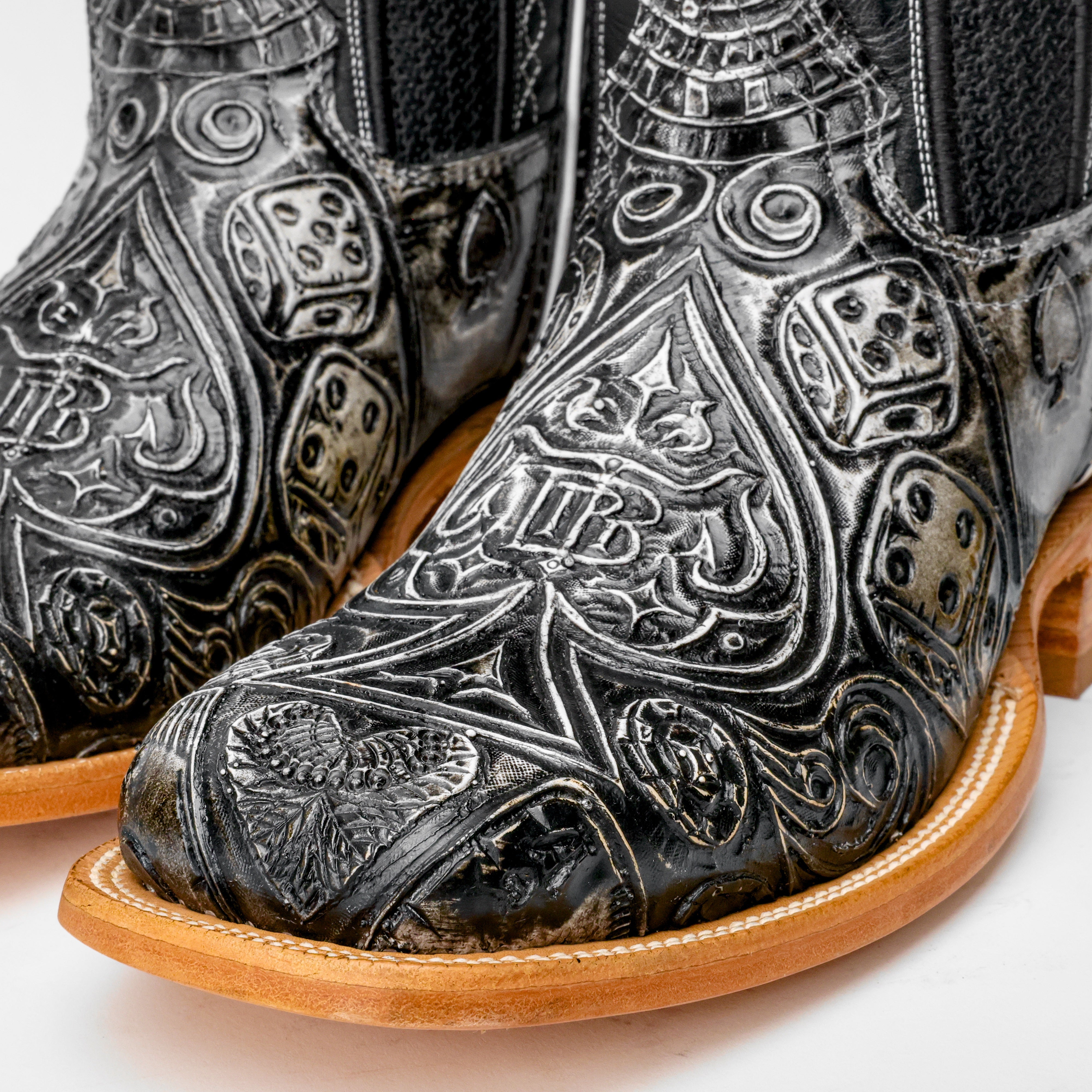 Ace Of Spades White/Black - Square Toe