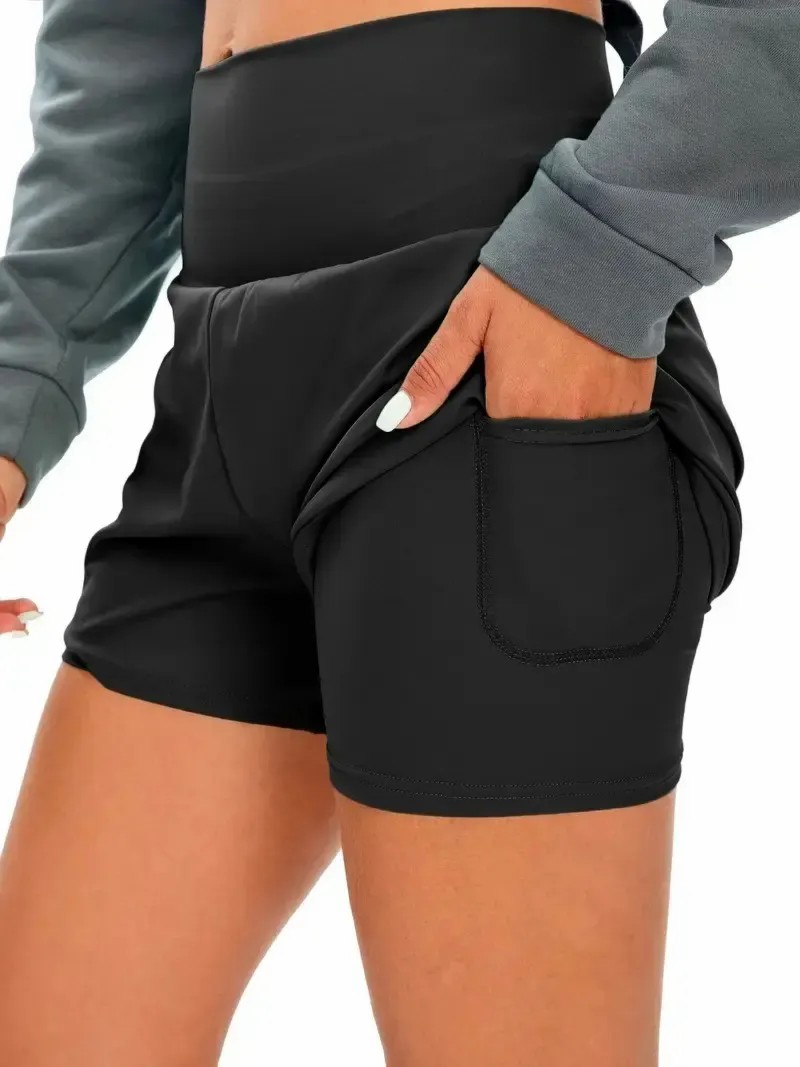 💝Last day promotion-⏰[2-in-1 Anti-Exposure Sports Shorts] Women's 2-in-1 Sports Shorts, Anti-Exposure Running Shorts With Pockets