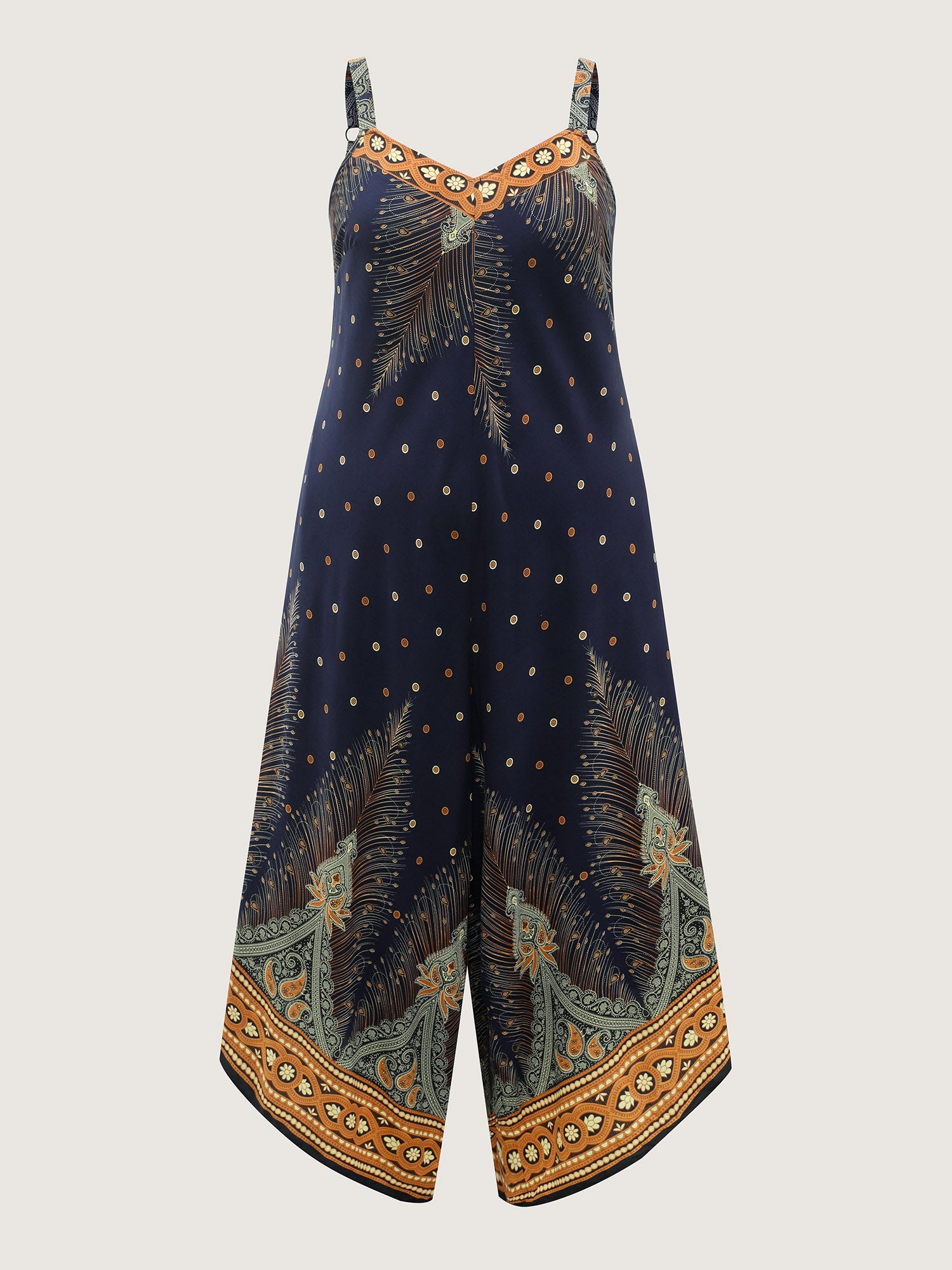 Boho Print Asymmetrical Hem Jumpsuit