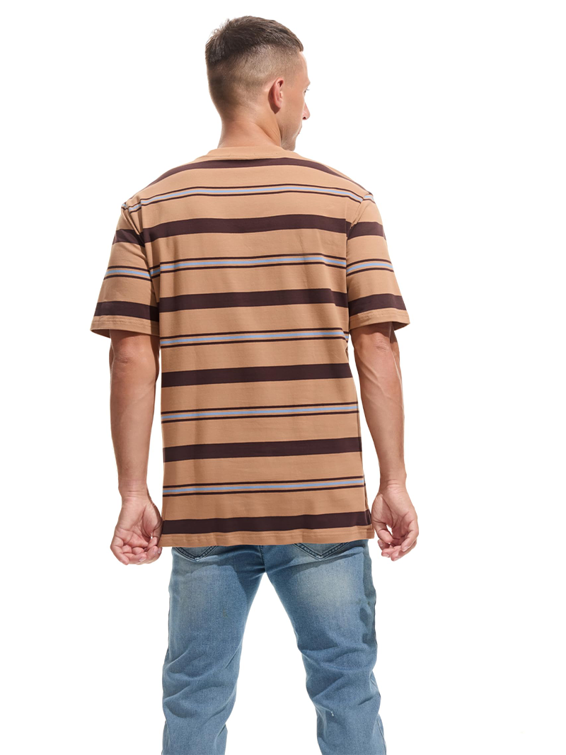 Men's Knitted Colorful Striped Short Sleeve T-Shirt
