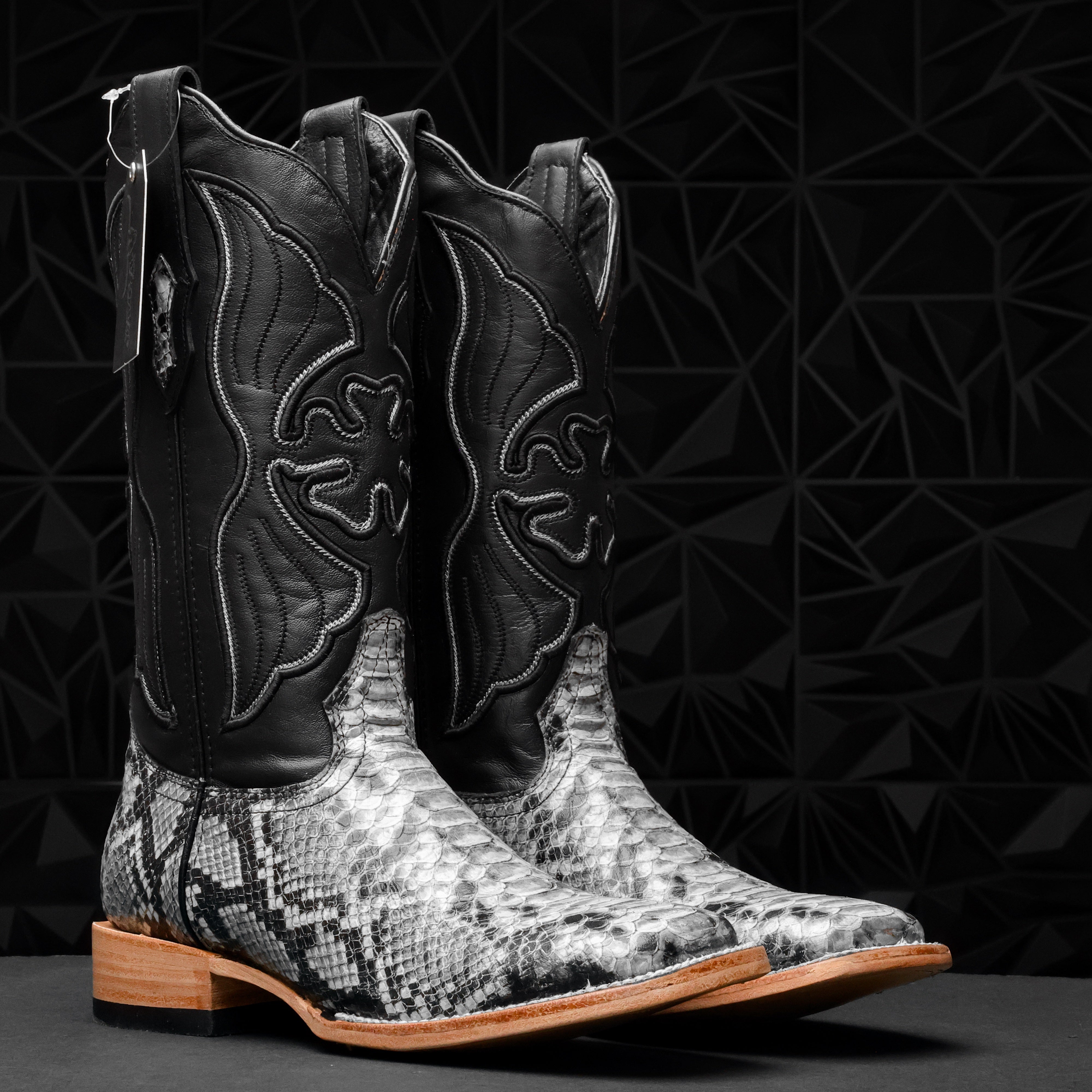 Natural Python Leather Boots - Square Toe