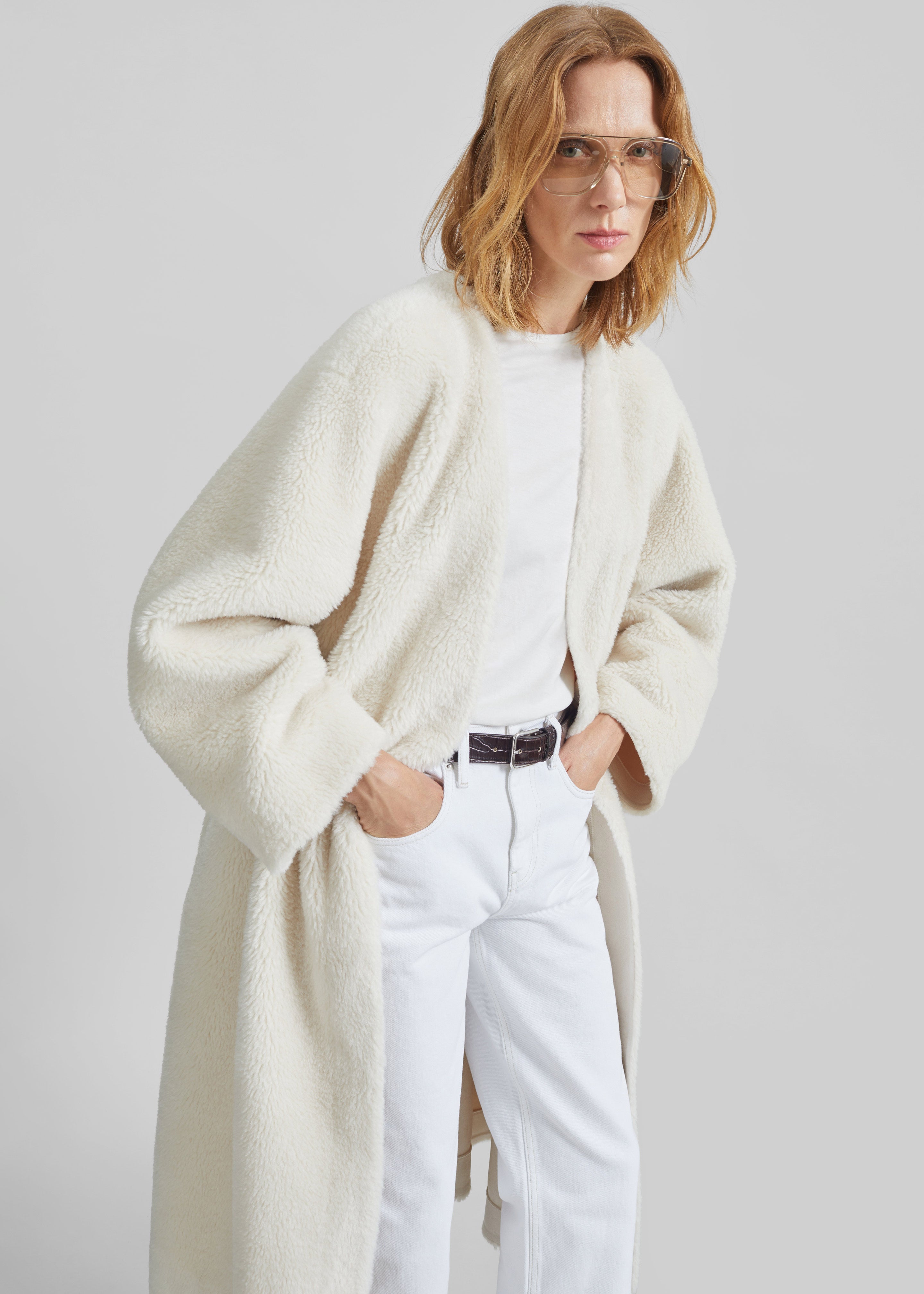 Livigno Faux Shearling Coat - Ivory