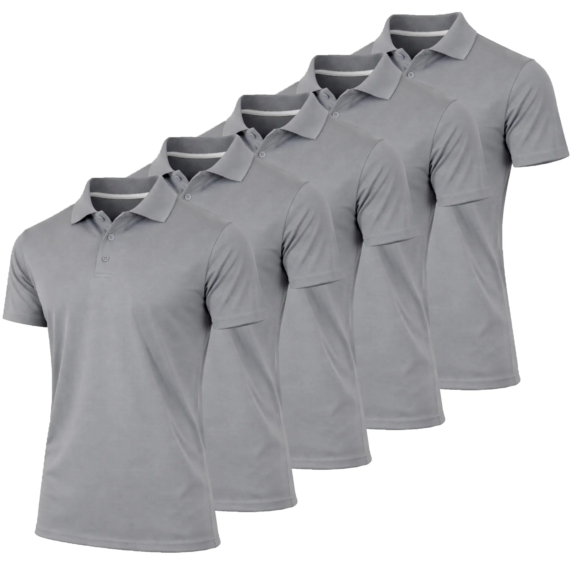 Men's 5-Pack Dry Fit Moisture-Wicking Fabric Polo Collar Shirt Menswear Stylish Ribbed Sleeve