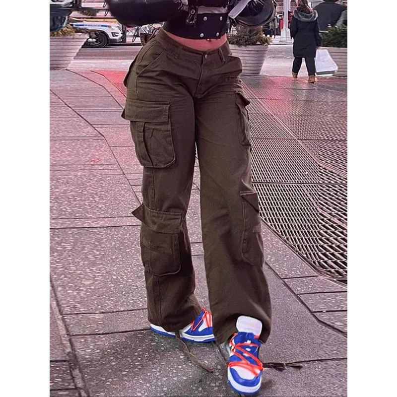 Women's Plain Drawstring High Waist Cargo Pants