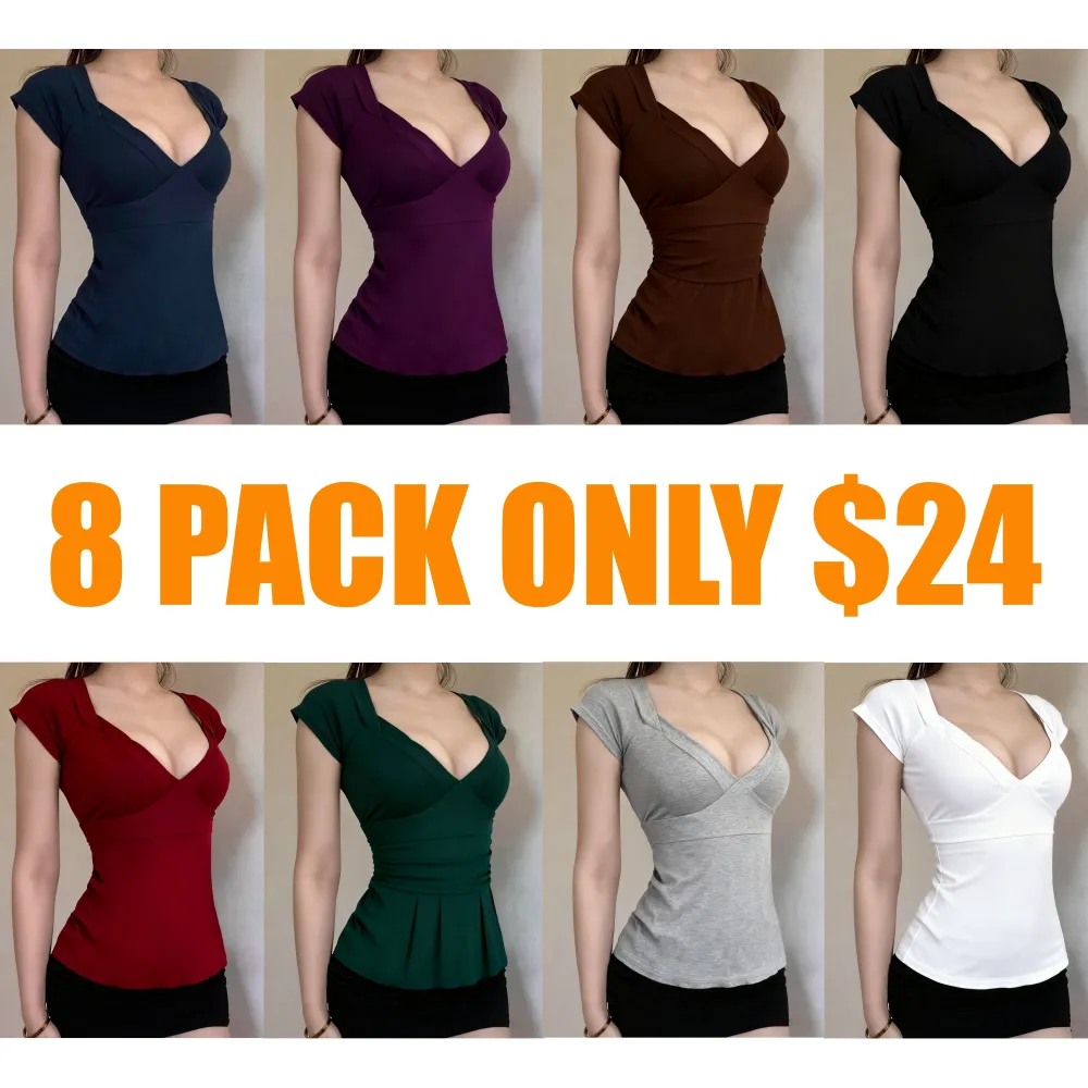 Women's Plain Tee, Basic Casual Minimalist Short Sleeve Slim Fit T-shirt