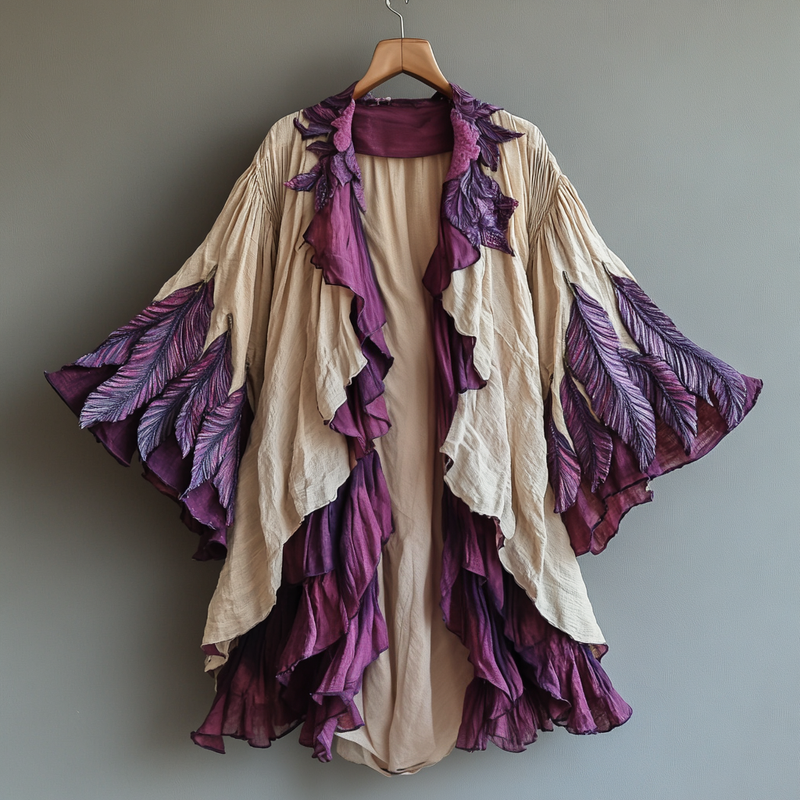 Summer original design elegant handmade feather kimono 12e6