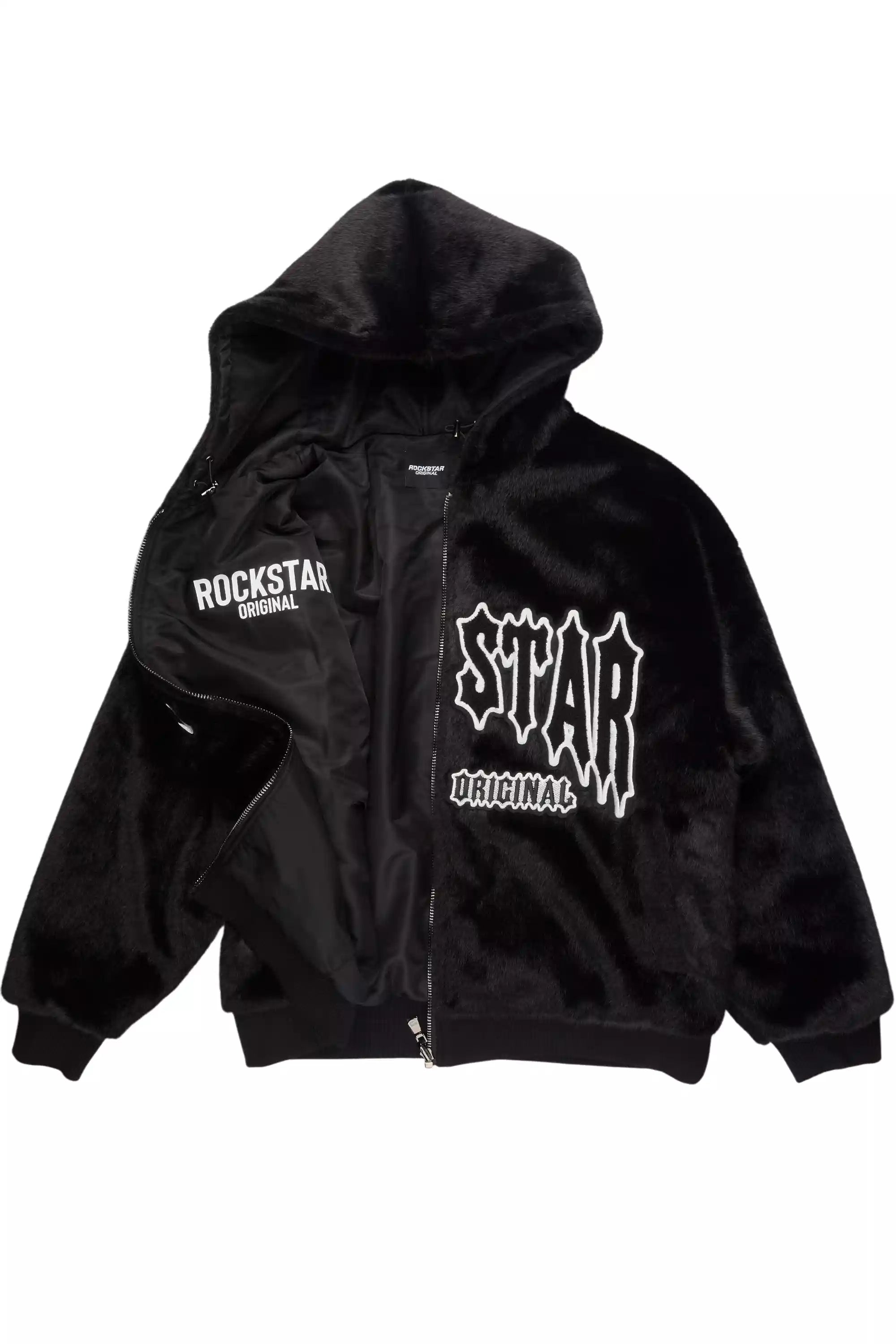 Jaleah Black Oversized Fur Jacket