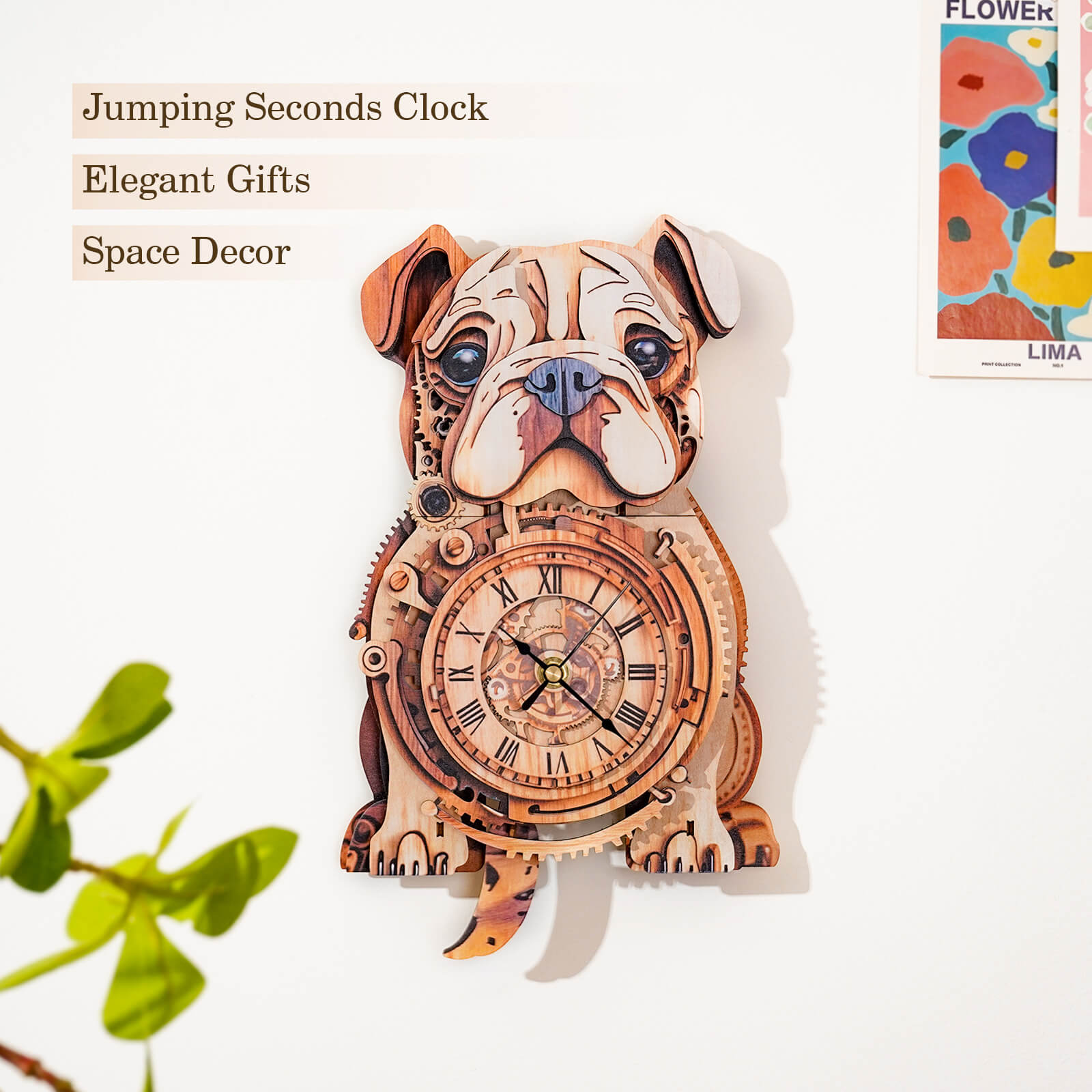Bulldog â€“ DIY Wooden Clock, 3D Puzzle Craft Kit