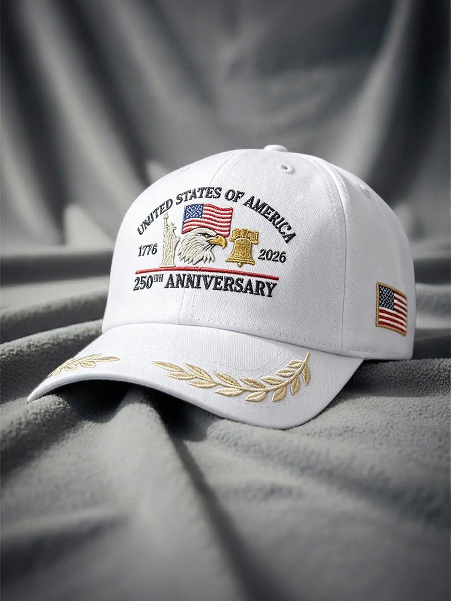 USA 250th Anniversary Statue Of Liberty & Liberty Bell Embroidered Baseball Cap