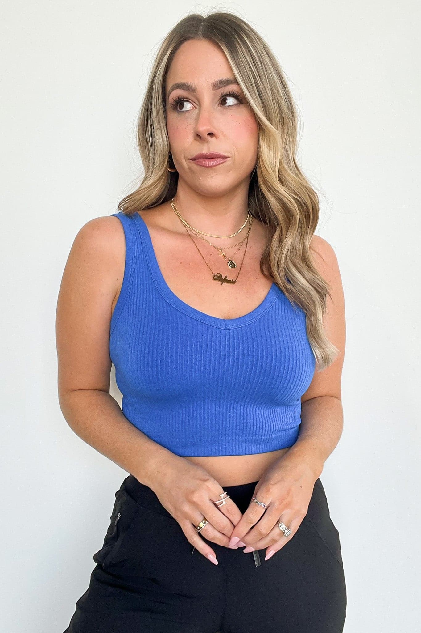 Ribbed Seamless Cropped Tank Bra Top