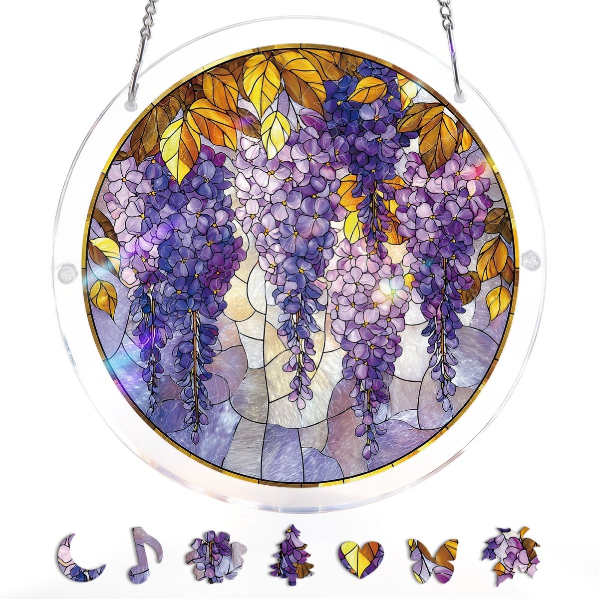 Acrylic Jigsaw Puzzle Suncatcher - Wisteria in Glasslight