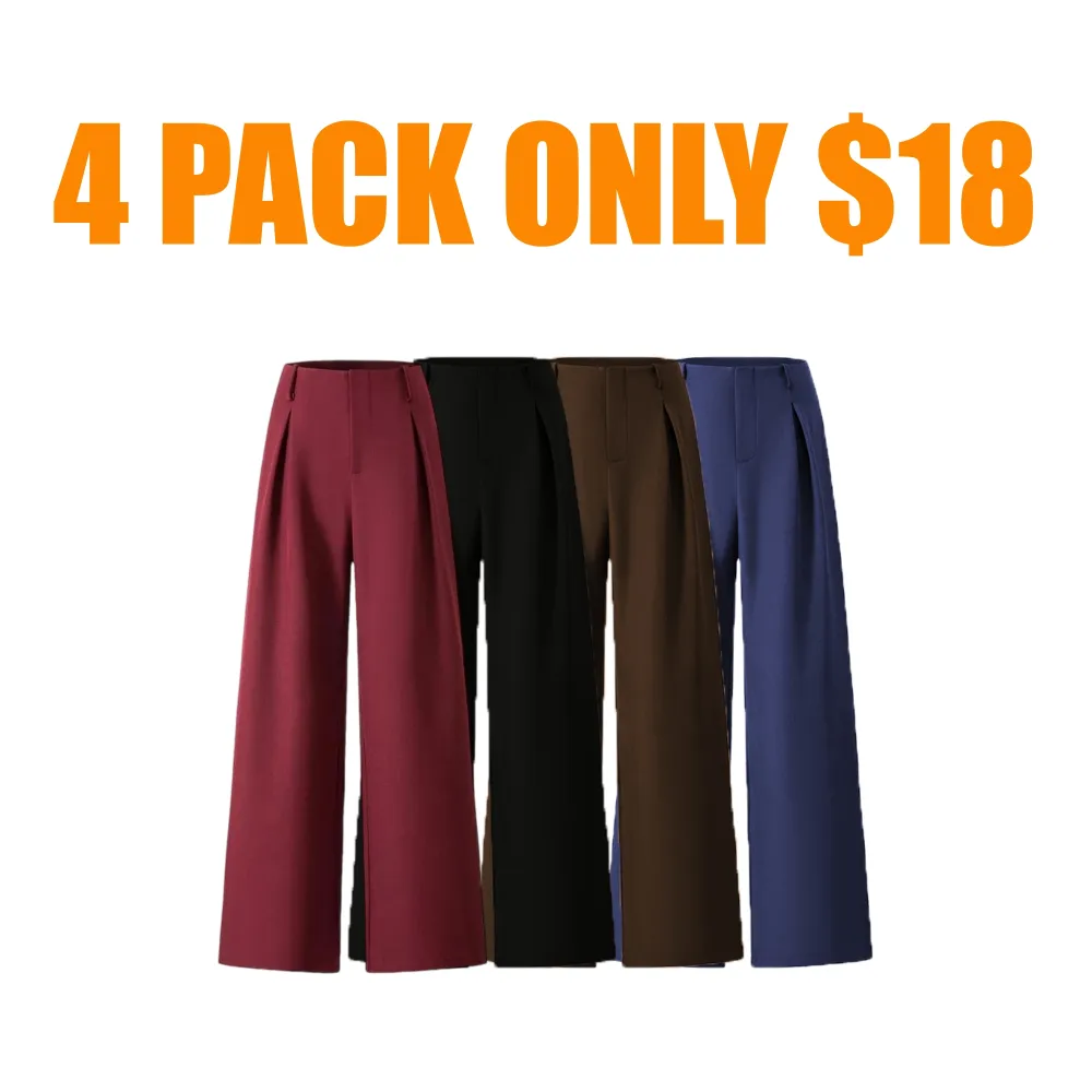 Women's Solid Color Plicated Pocket Wide Leg Pants