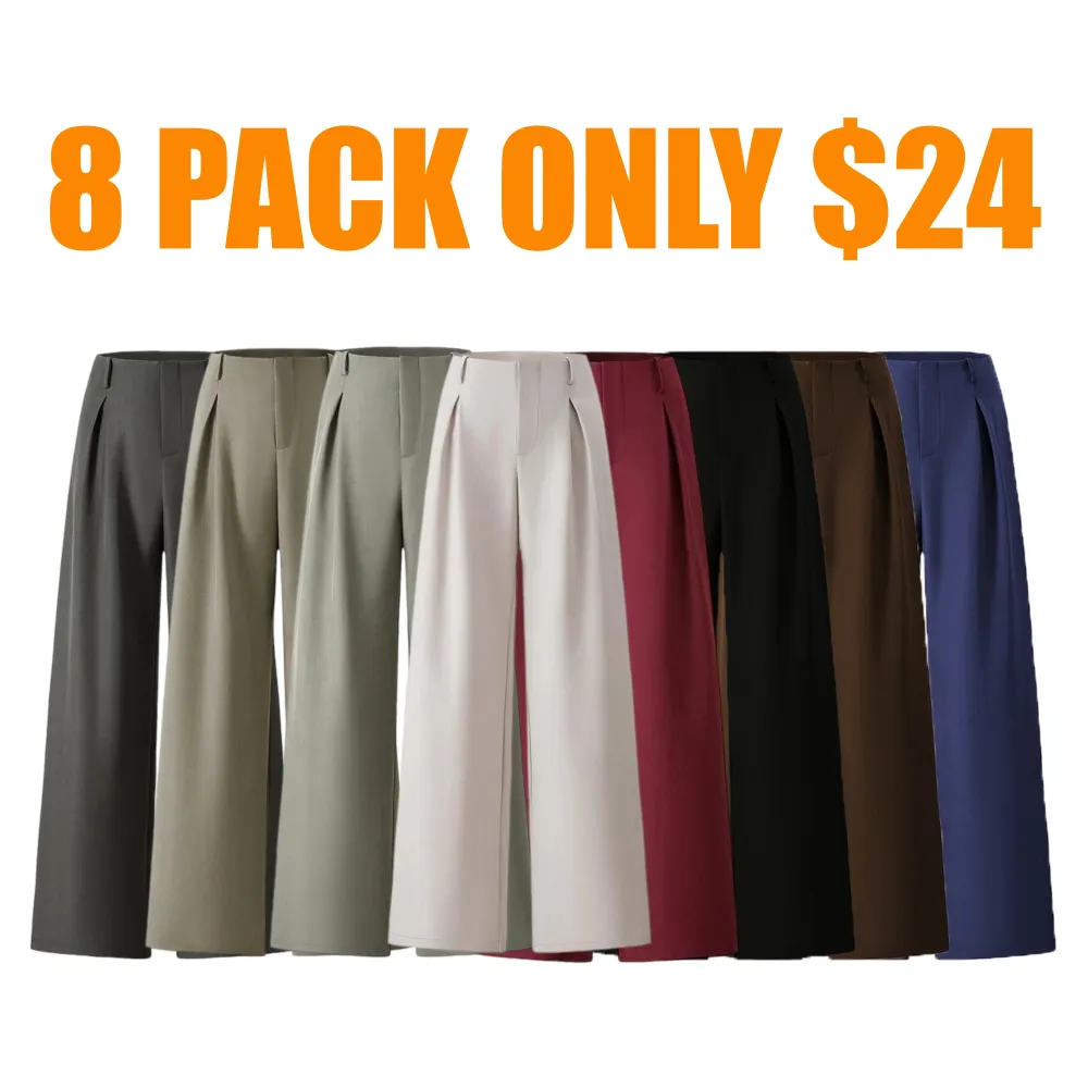 Women's Solid Color Plicated Pocket Wide Leg Pants