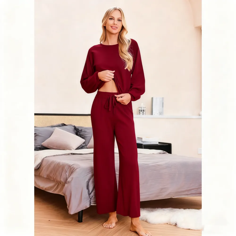 Womens Fall Winter Casual Solid Knitted 2 Piece Sets