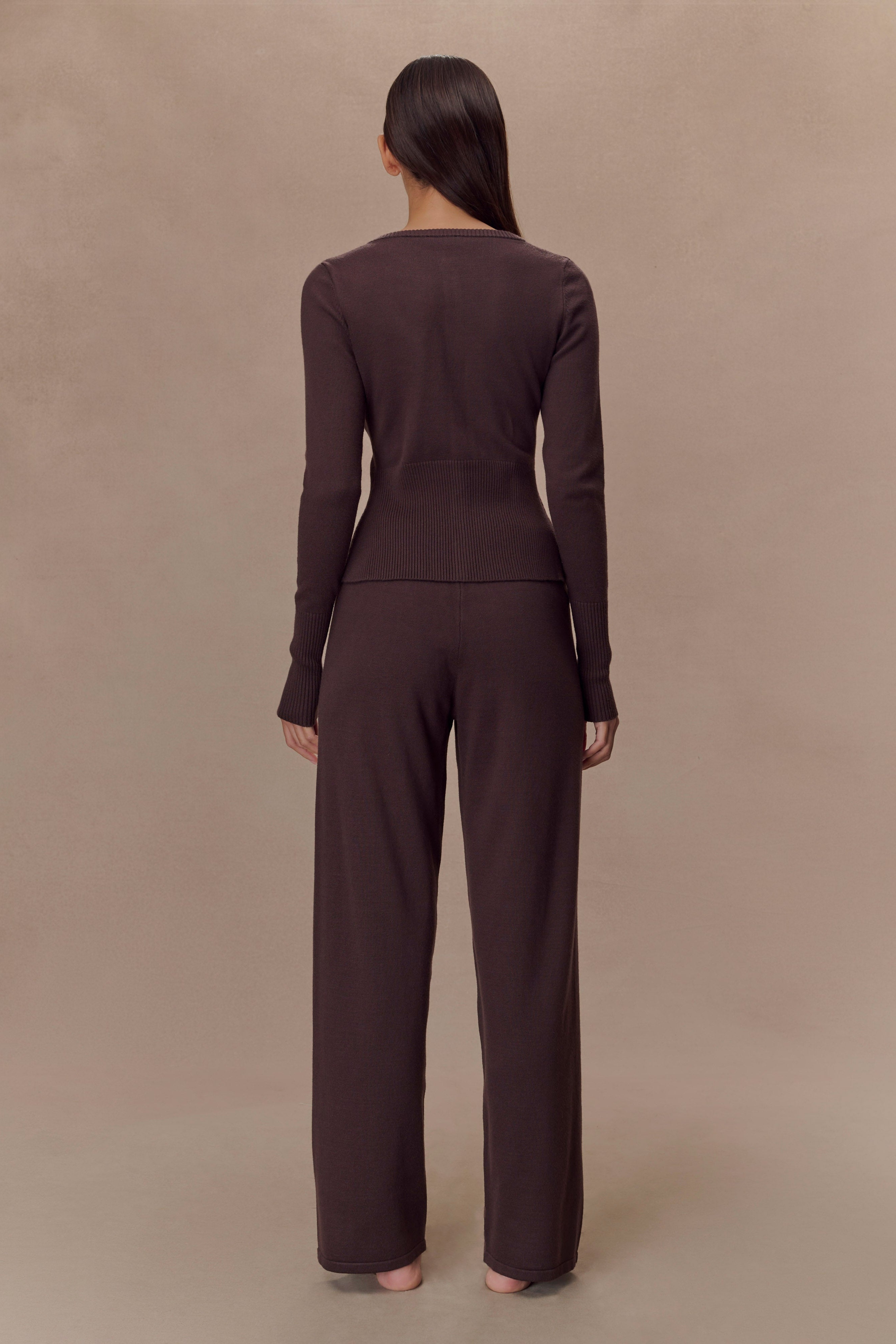 Chocolate Knit Wide Leg Pants