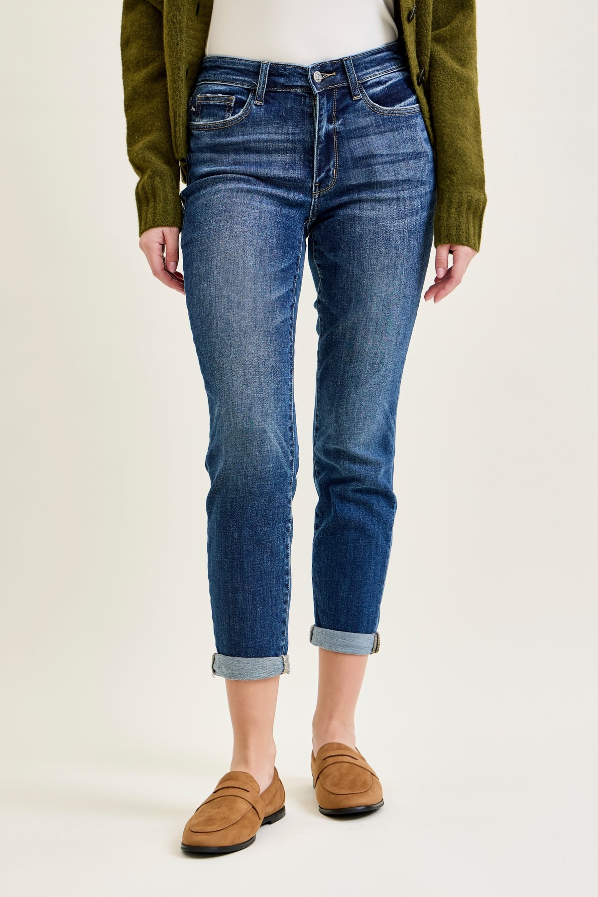 Addison Mid Rise Classic Cuffed Boyfriend Jeans