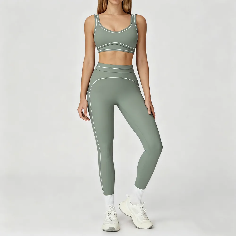 Women’s 2-Piece Sports Set – Color-Block Yoga Outfit