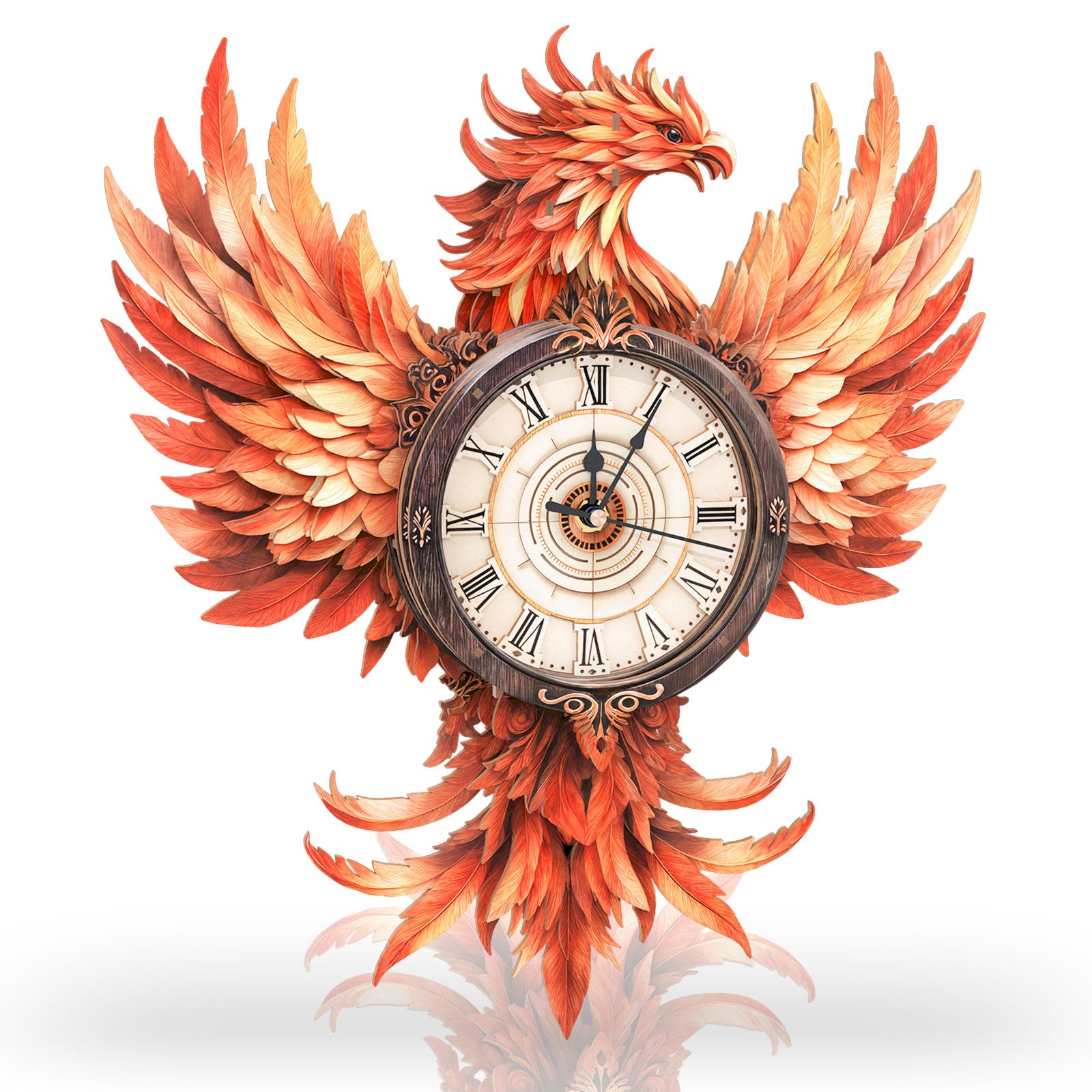 Fire Phoenix â€“ DIY Wooden Clock, 3D Puzzle Craft Kit