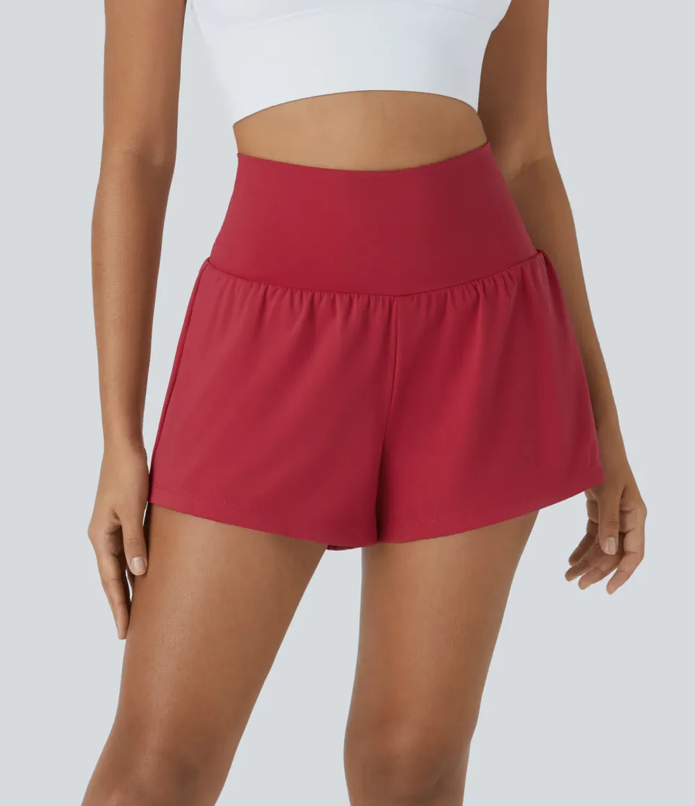 Super High Waisted Back Pocket & Side Hidden Pocket 2-in-1 Yoga Shorts
